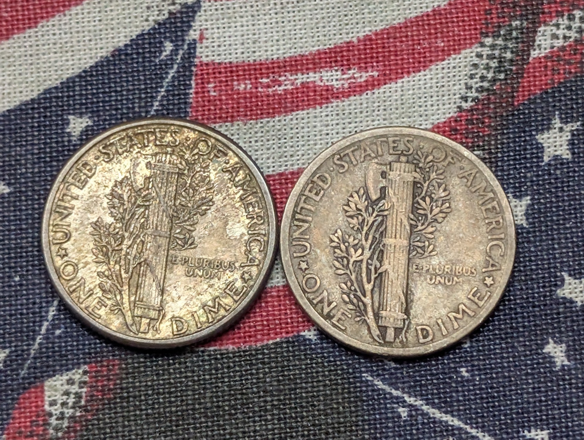 1927 & 1929 Mercury Dimes, 90% Silver