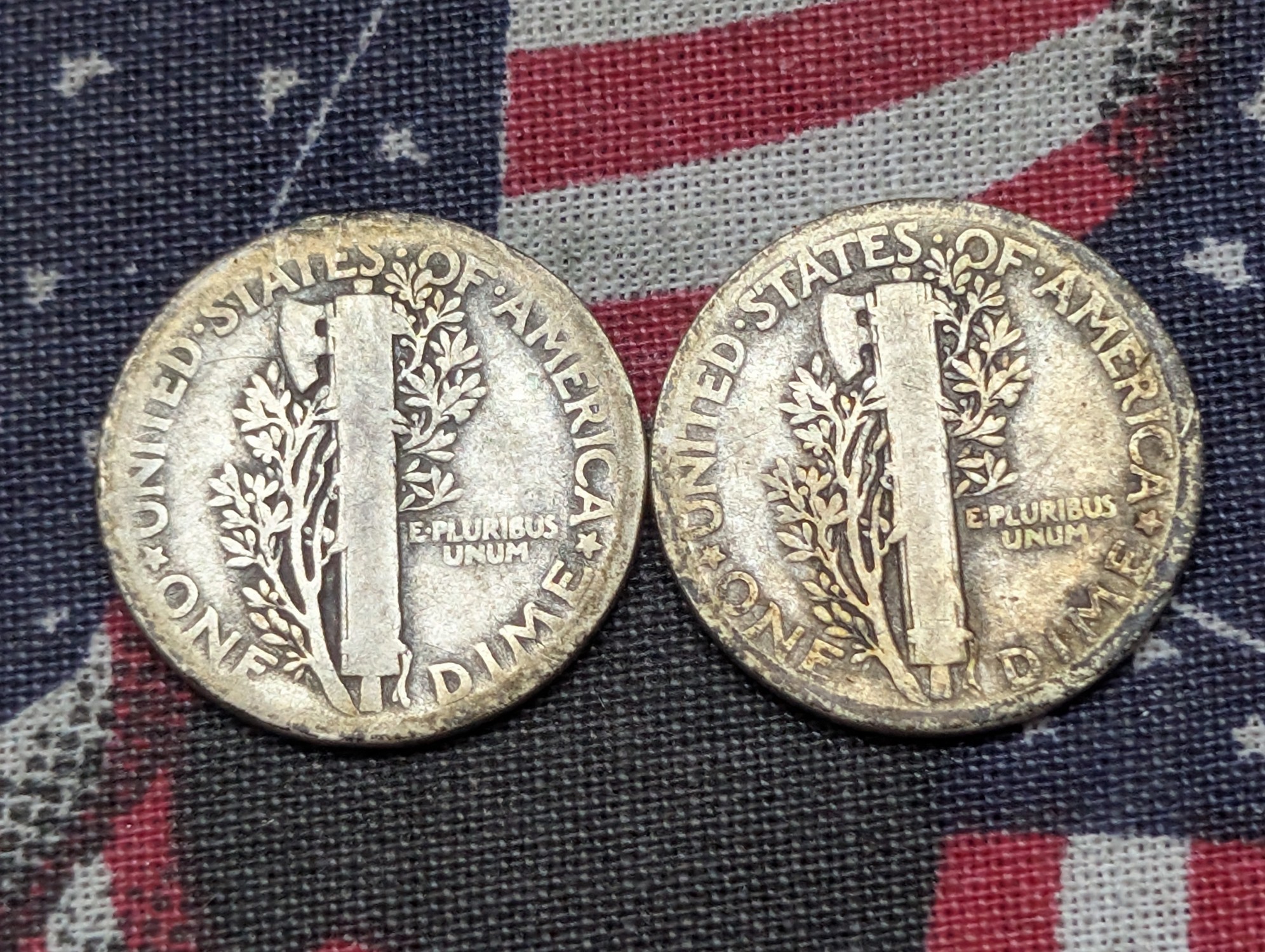 1924 & 1925 Mercury Dimes, 90% Silver