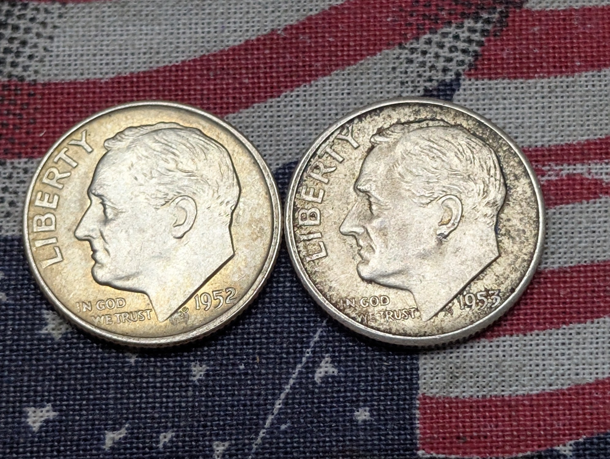 1952-D & 1953-S Roosevelt Dimes, 90% Silver