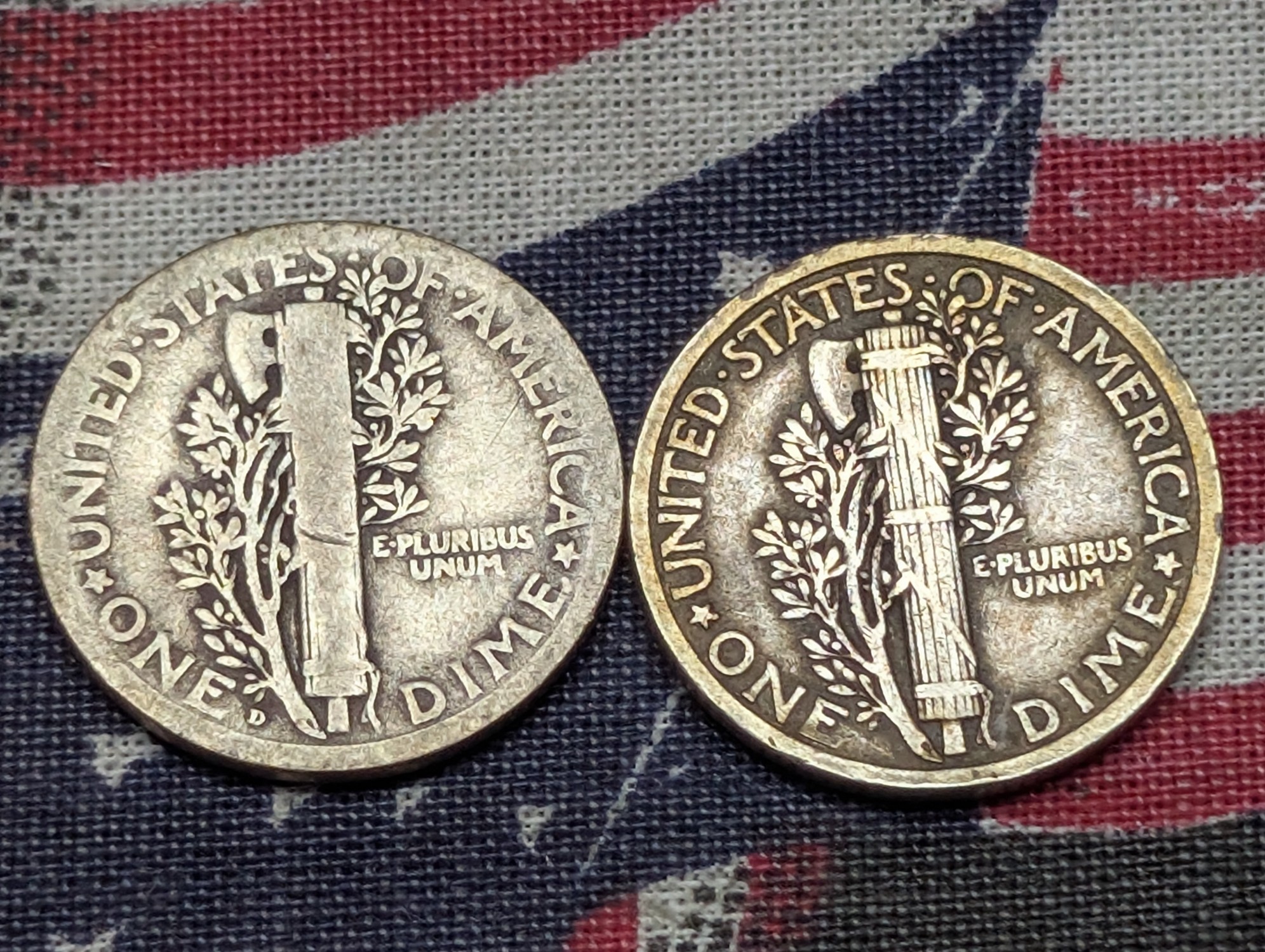 1921-D & 1923 Mercury Dimes, 90% Silver