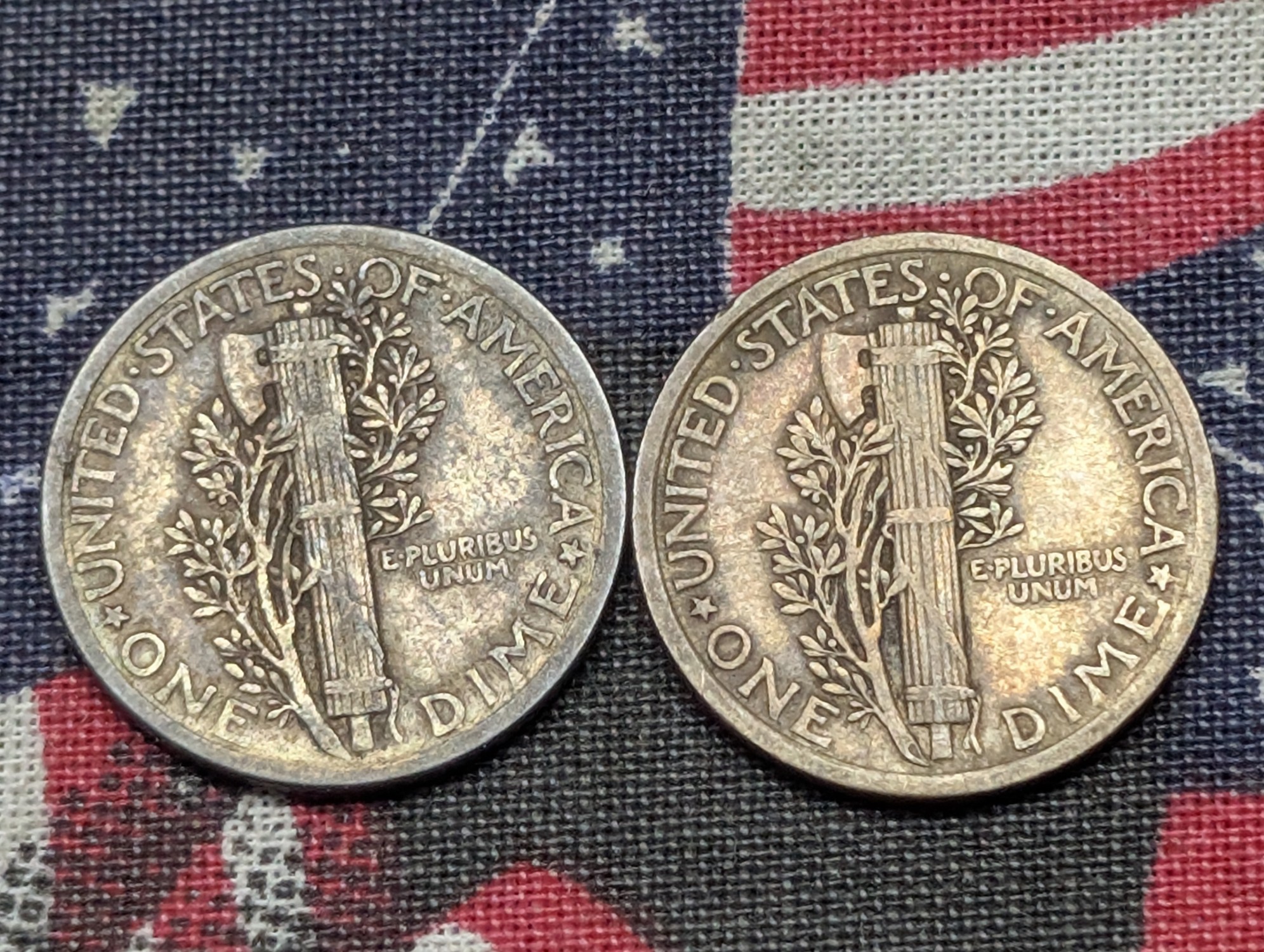 1920 & 1923 Mercury Dimes, 90% Silver