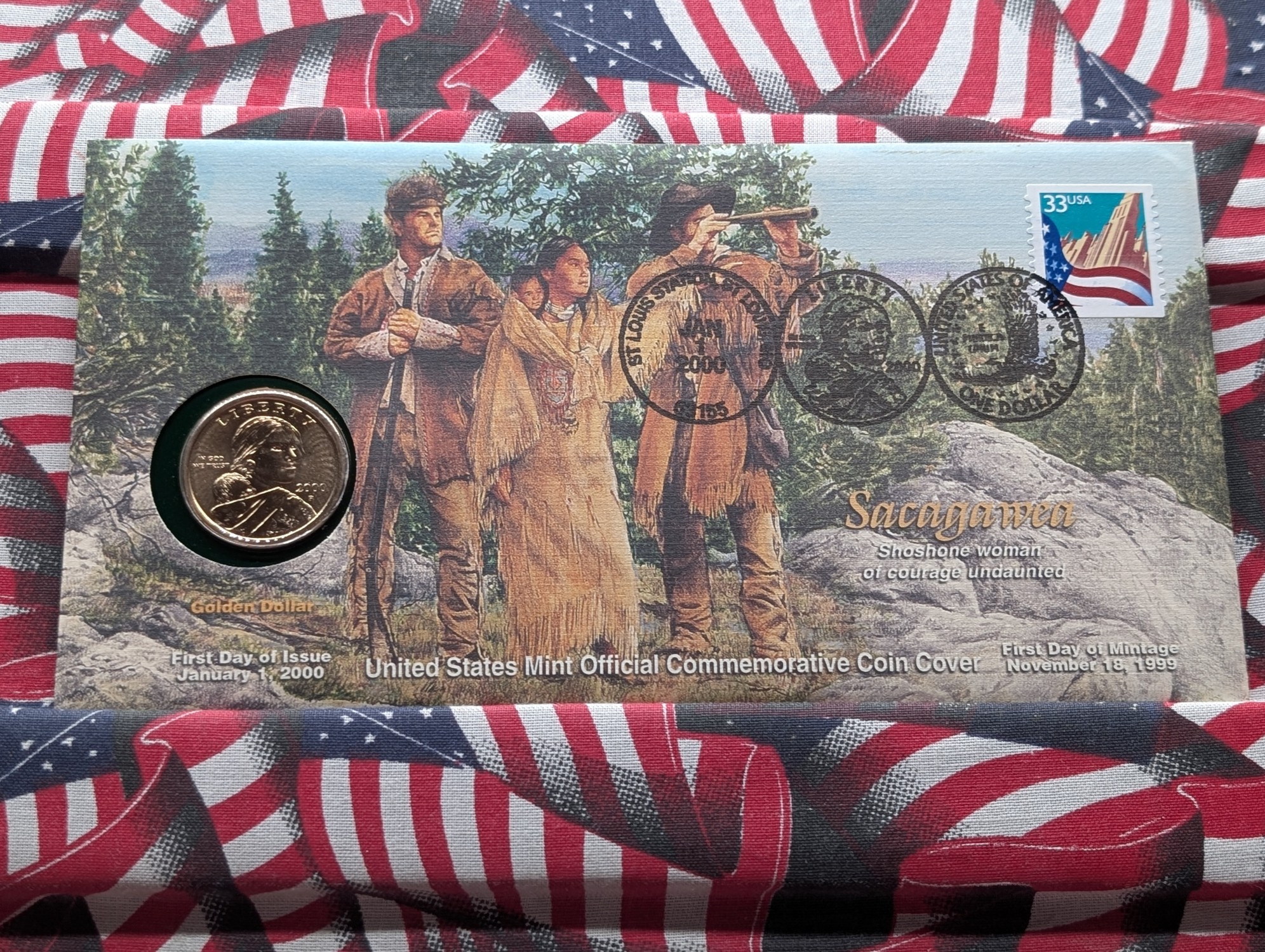 2000-P Sacagawea Dollar In First Day Of Issue Cover