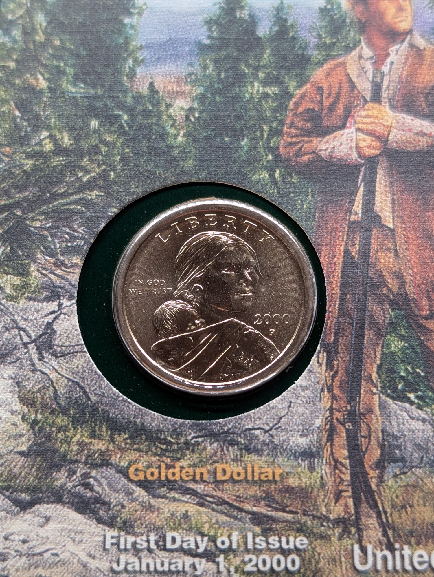 2000-P Sacagawea Dollar In First Day Of Issue Cover
