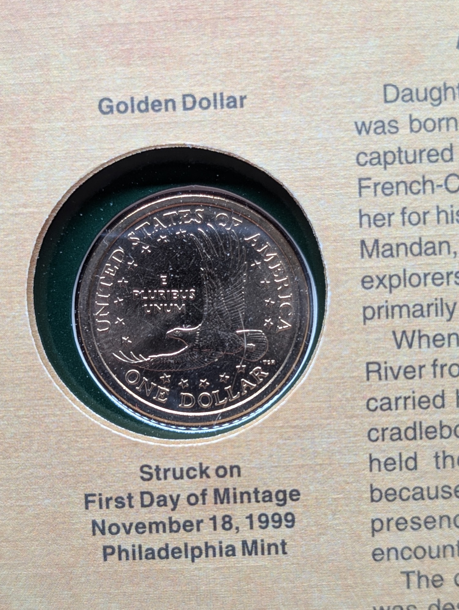 2000-P Sacagawea Dollar In First Day Of Issue Cover