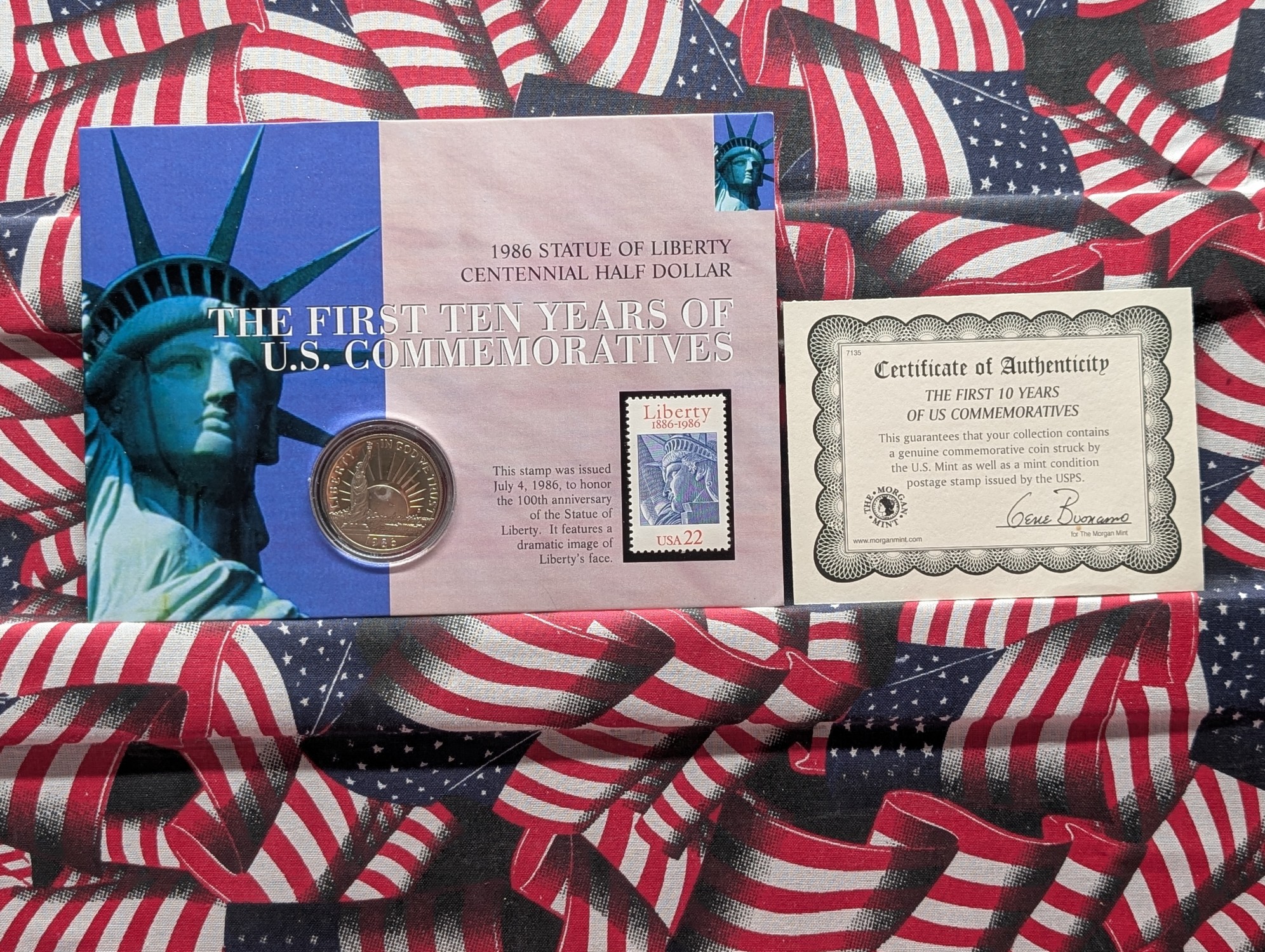 1986-S Statue Of Liberty Centennial Commemorative Half Dollar With Mint Stamp In OGP With COA