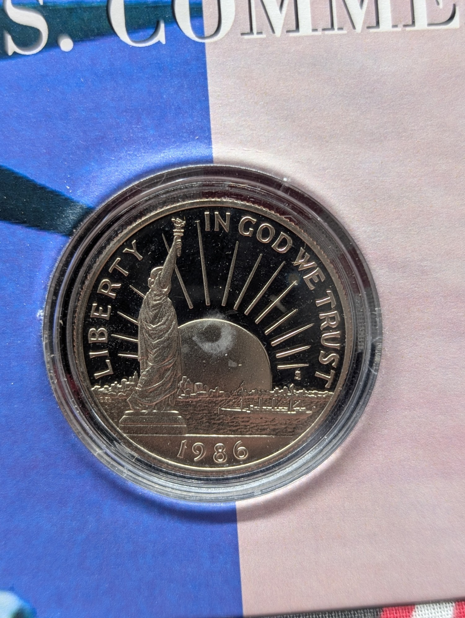 1986-S Statue Of Liberty Centennial Commemorative Half Dollar With Mint Stamp In OGP With COA