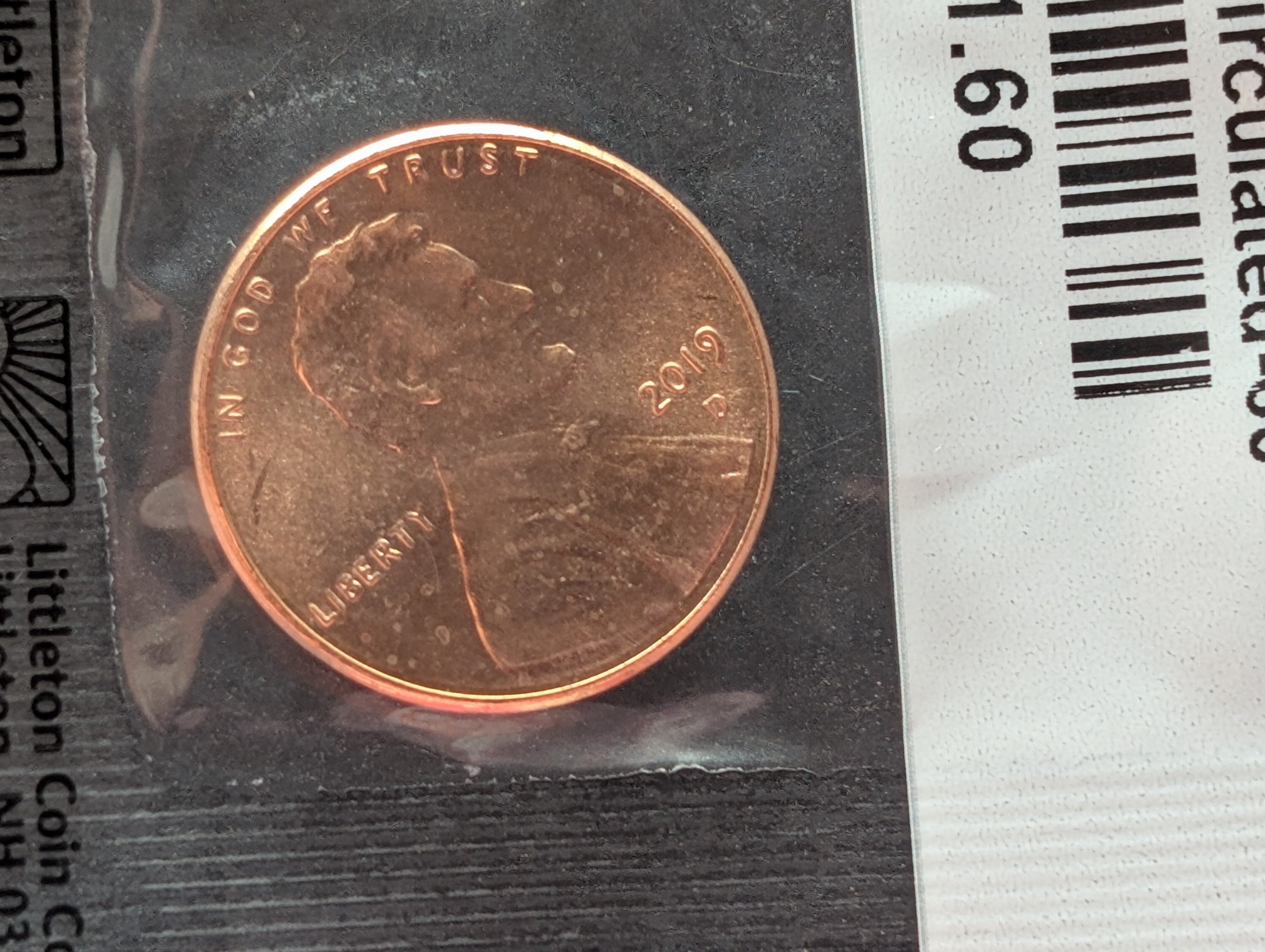 2019-D Lincoln Shield Cent, Uncirculated 60 in Littleton Package
