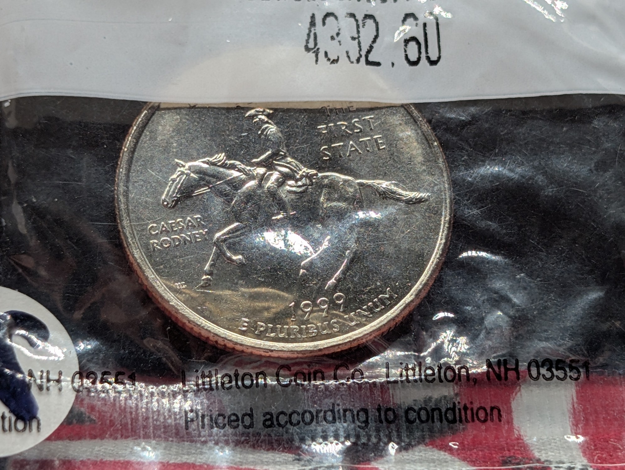 1999-D Delaware Washington Quarter, Uncirculated 60 in Littleton Package