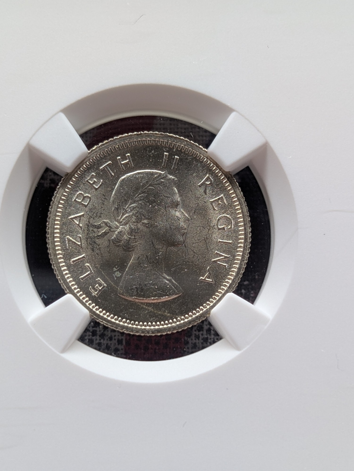 1959 South Africa 50% Silver 6 Pence NGC Brilliant UNC