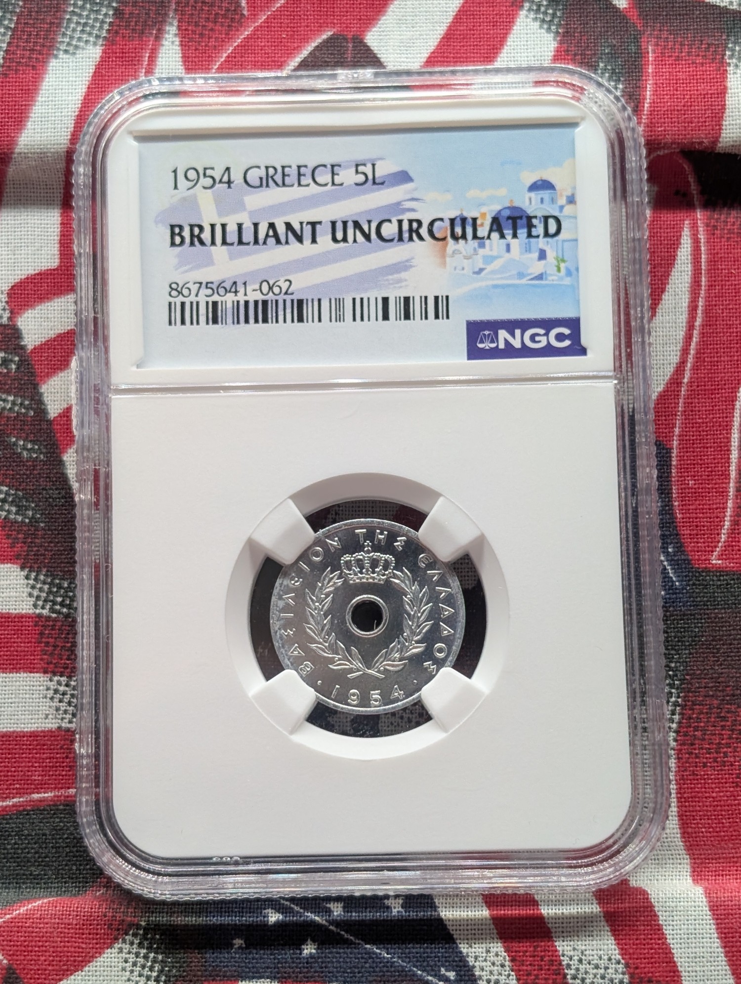 1954 Greece 5 Lepta NGC Brilliant UNC