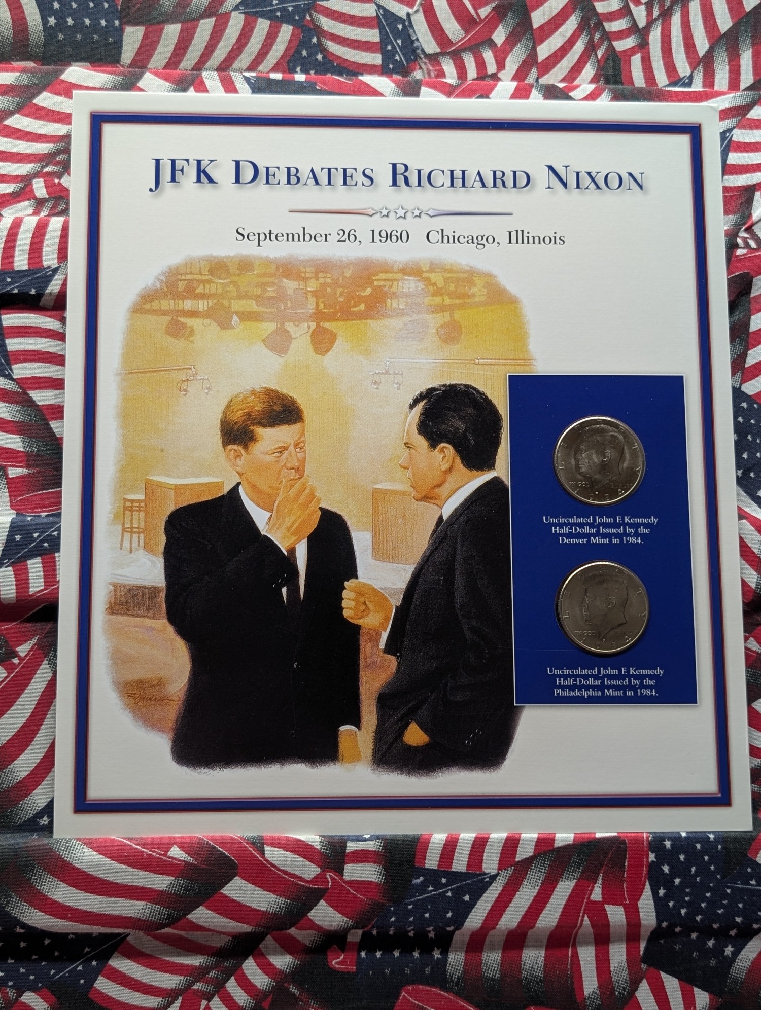 1984 P&D Kennedy Half Dollars With Stamp Set