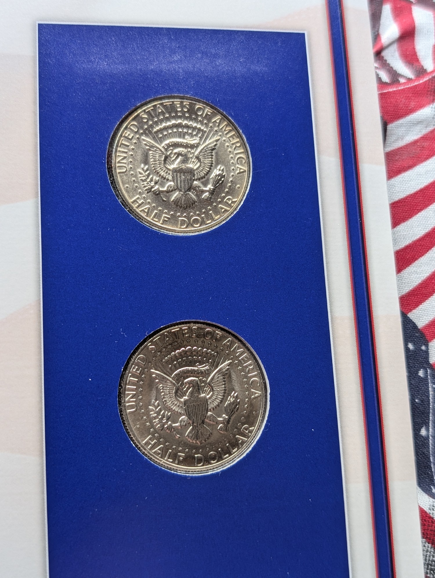 1984 P&D Kennedy Half Dollars With Stamp Set