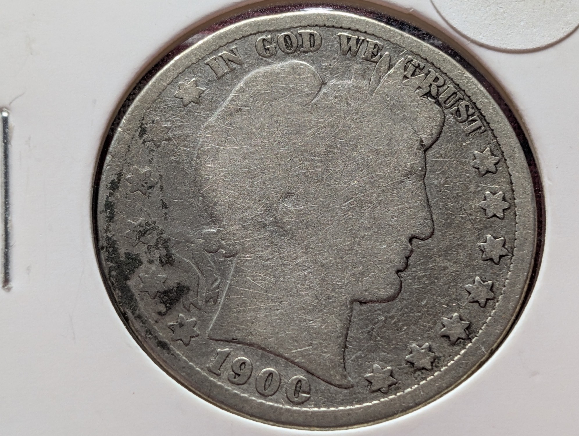 1900 Barber 90% Silver Half Dollar, Worn