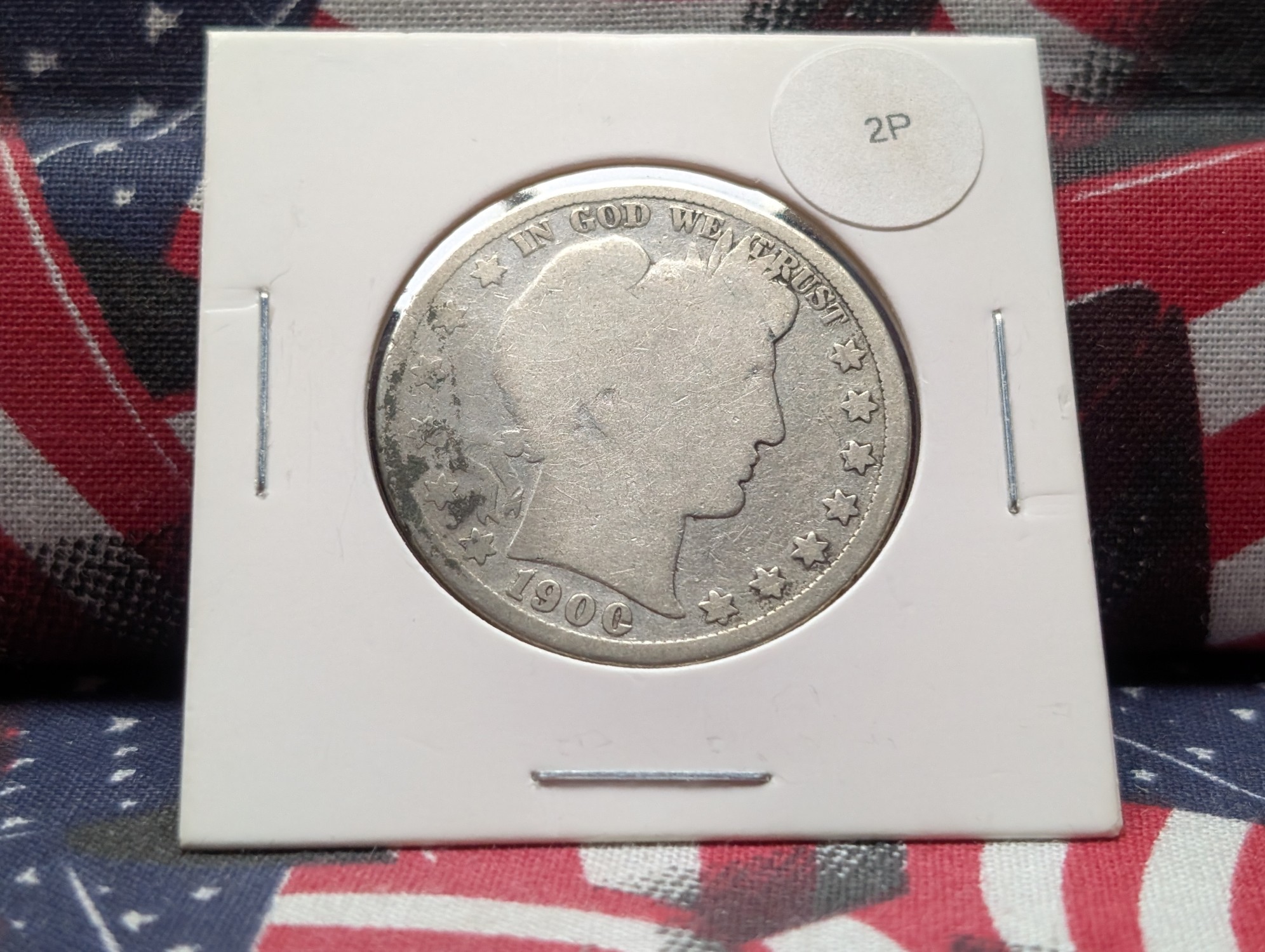 1900 Barber 90% Silver Half Dollar, Worn