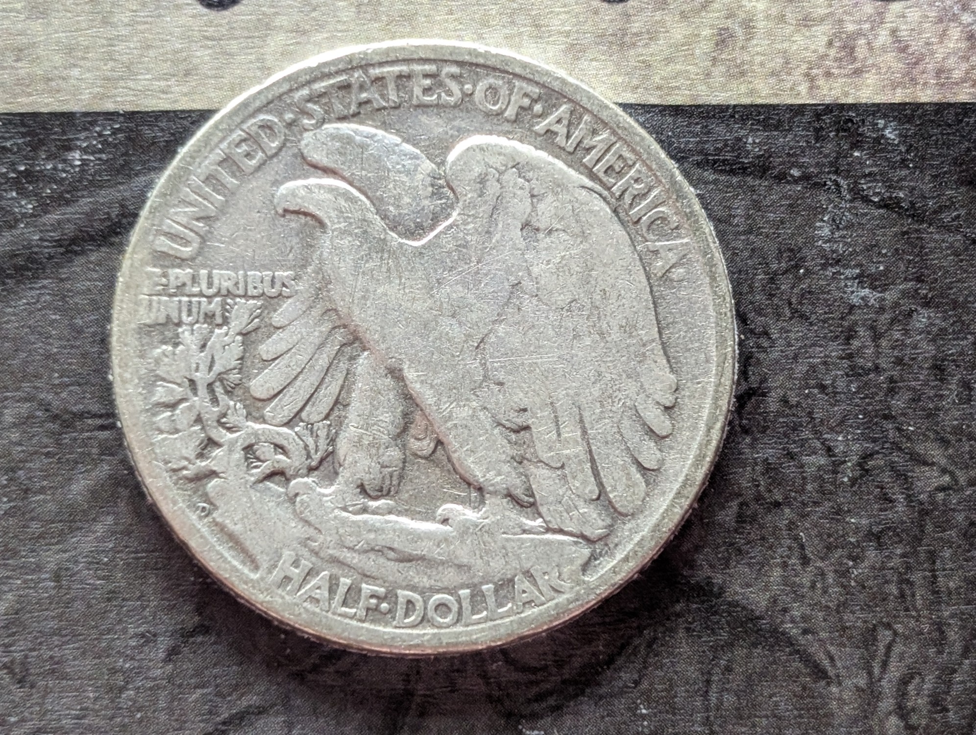 1945-D Walking Liberty 90% Silver Half Dollar with Stamp in Display Card