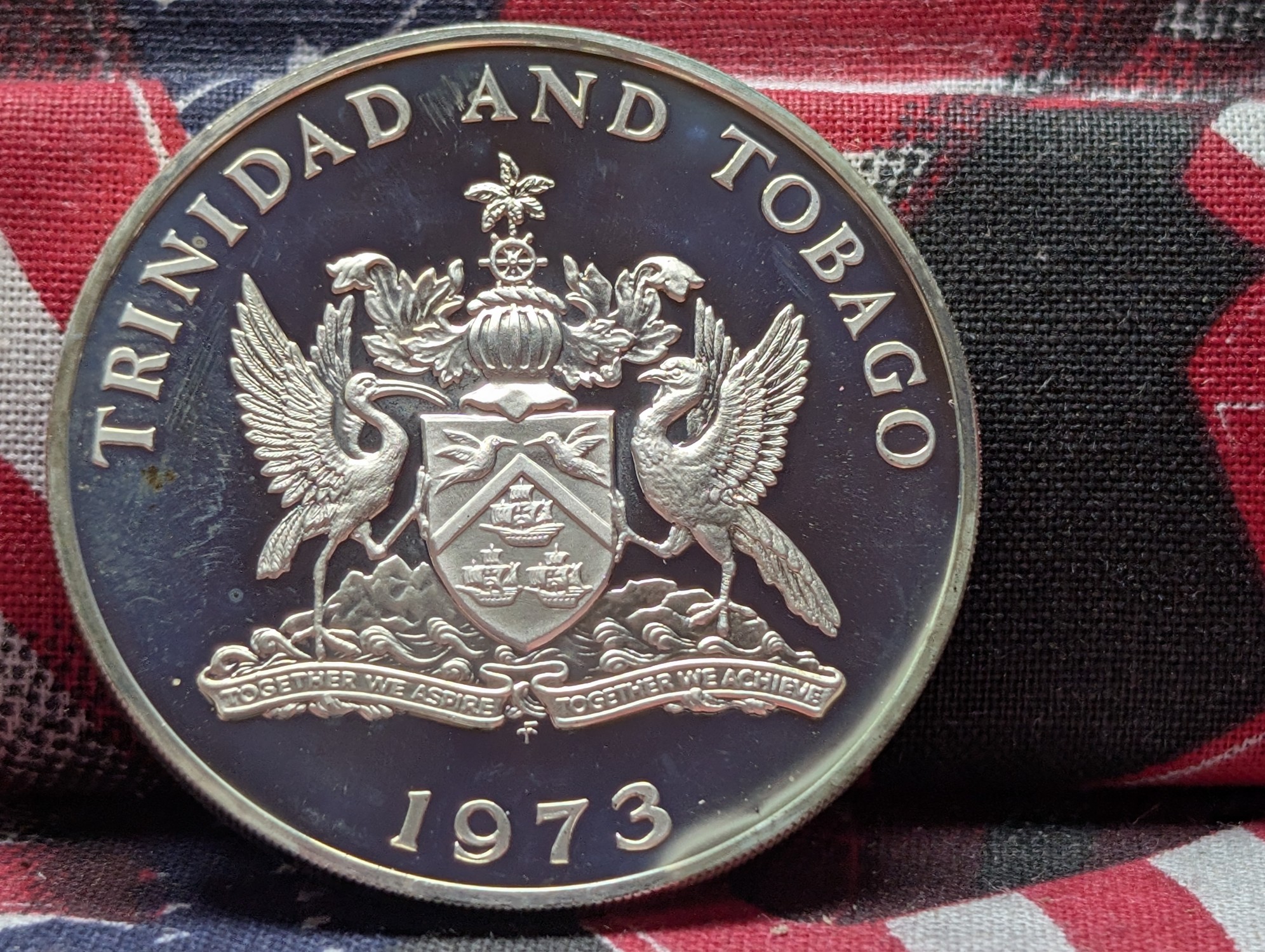 1973 Trinidad & Tobago .925 Silver Five Dollars, 29.7 Grams
