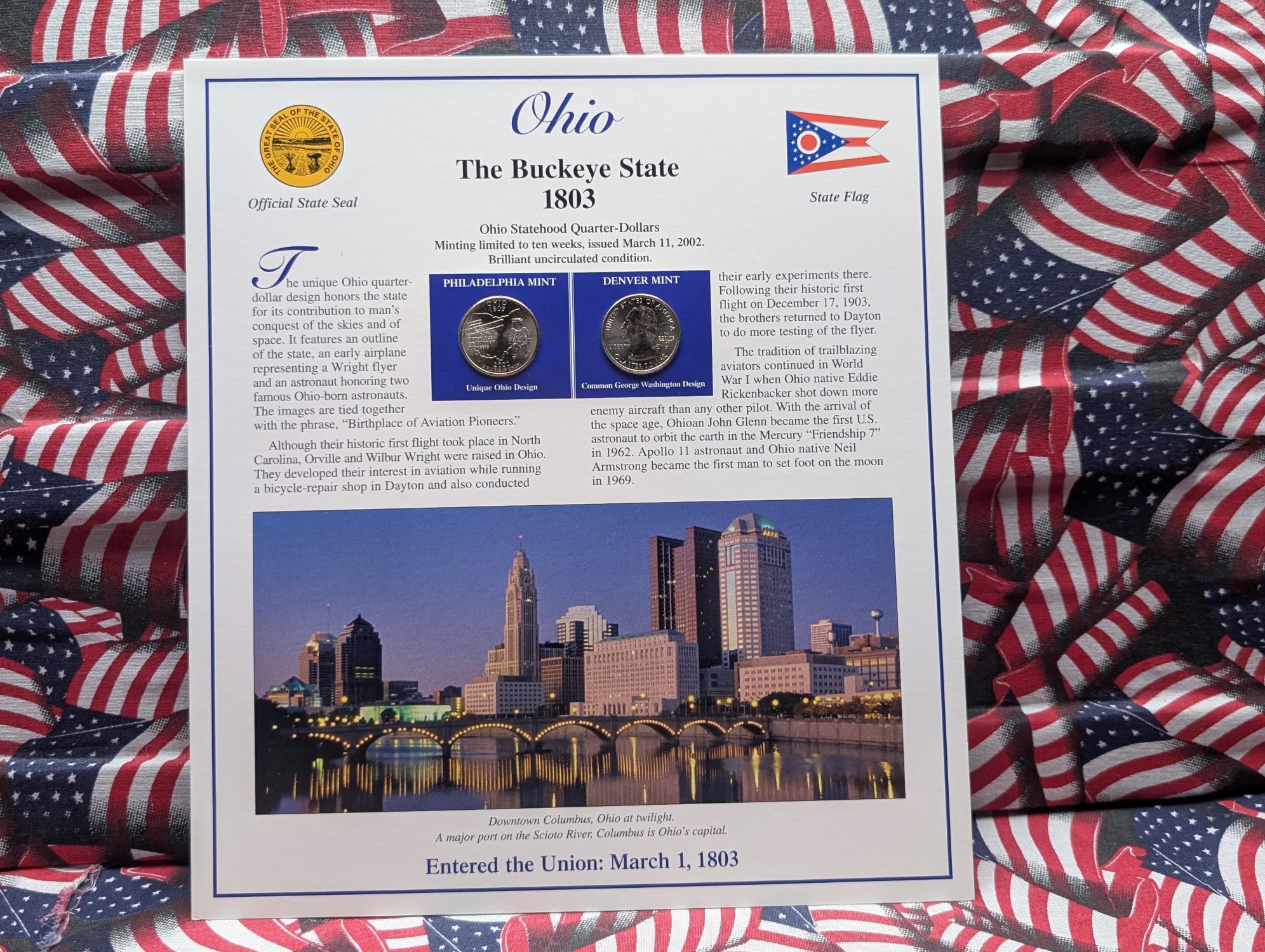 (5) 2002 P&D Uncirculated State Quarter Sets with Stamps in Binder Display Sheets