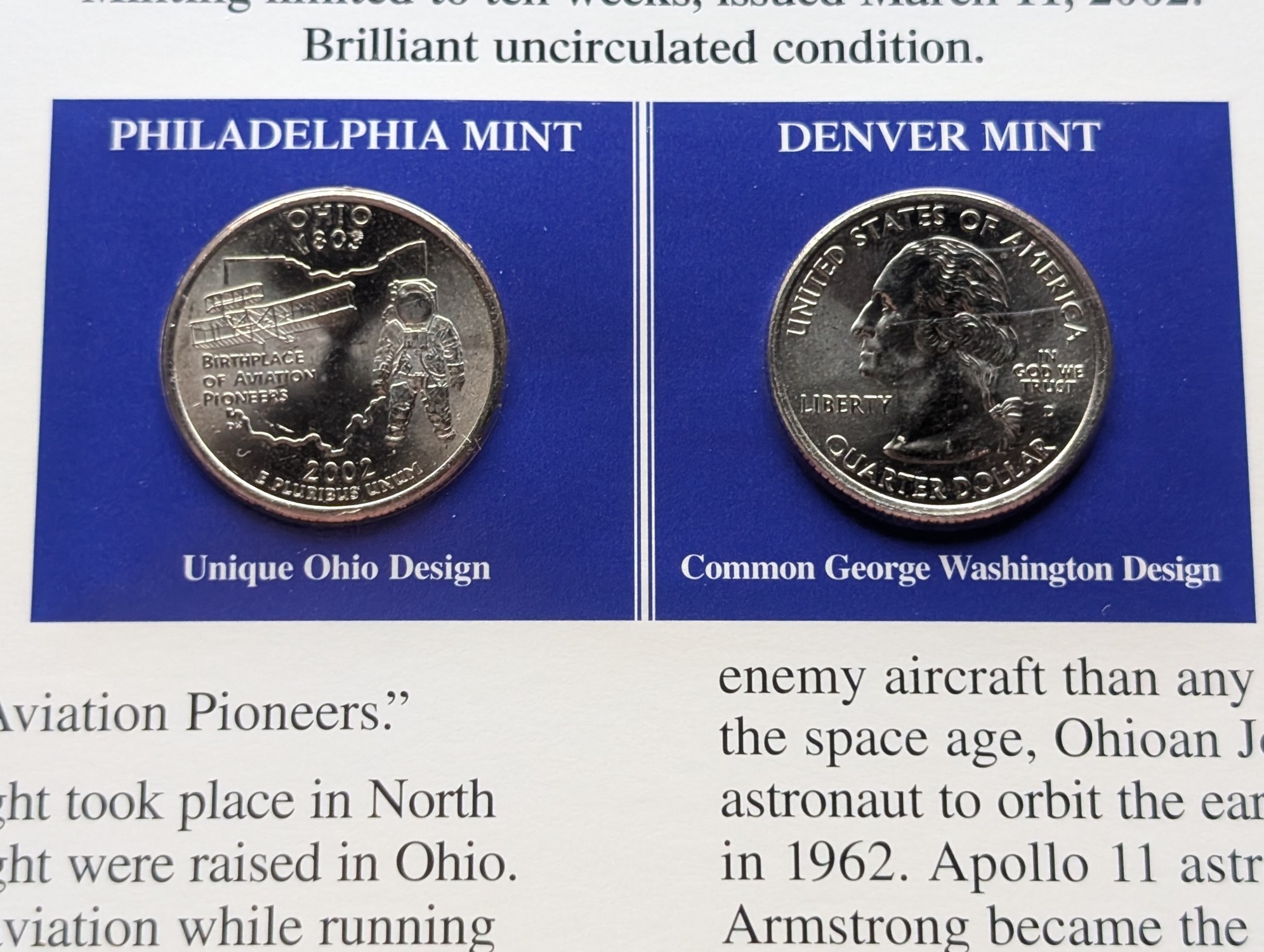 (5) 2002 P&D Uncirculated State Quarter Sets with Stamps in Binder Display Sheets