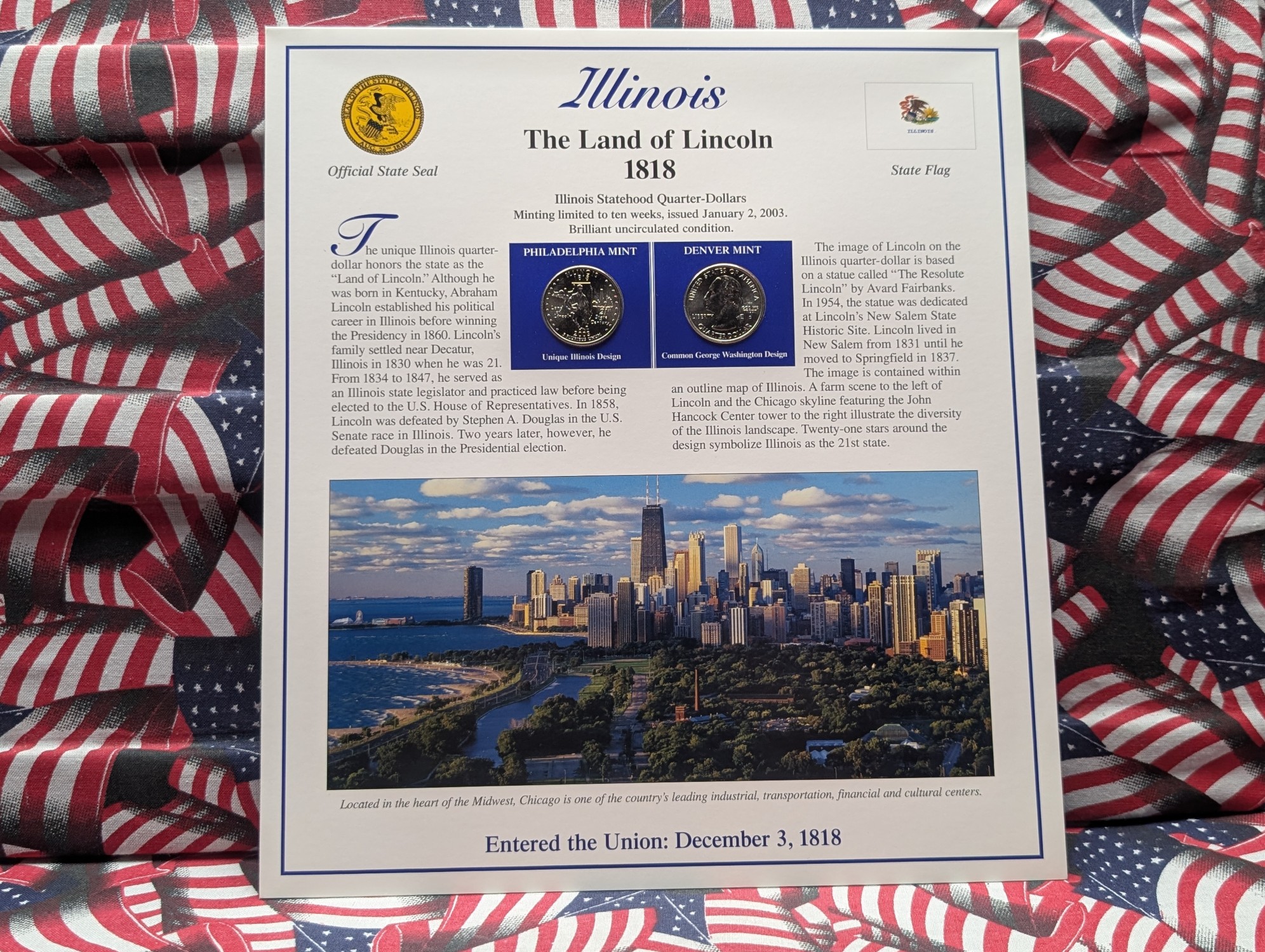 (5) 2003 P&D Uncirculated State Quarter Sets with Stamps in Binder Display Sheets