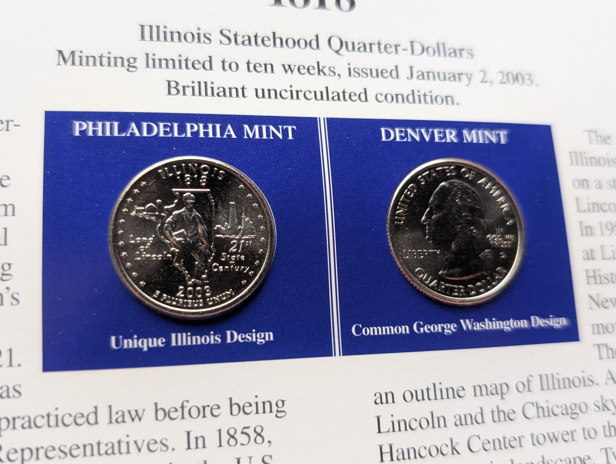 (5) 2003 P&D Uncirculated State Quarter Sets with Stamps in Binder Display Sheets