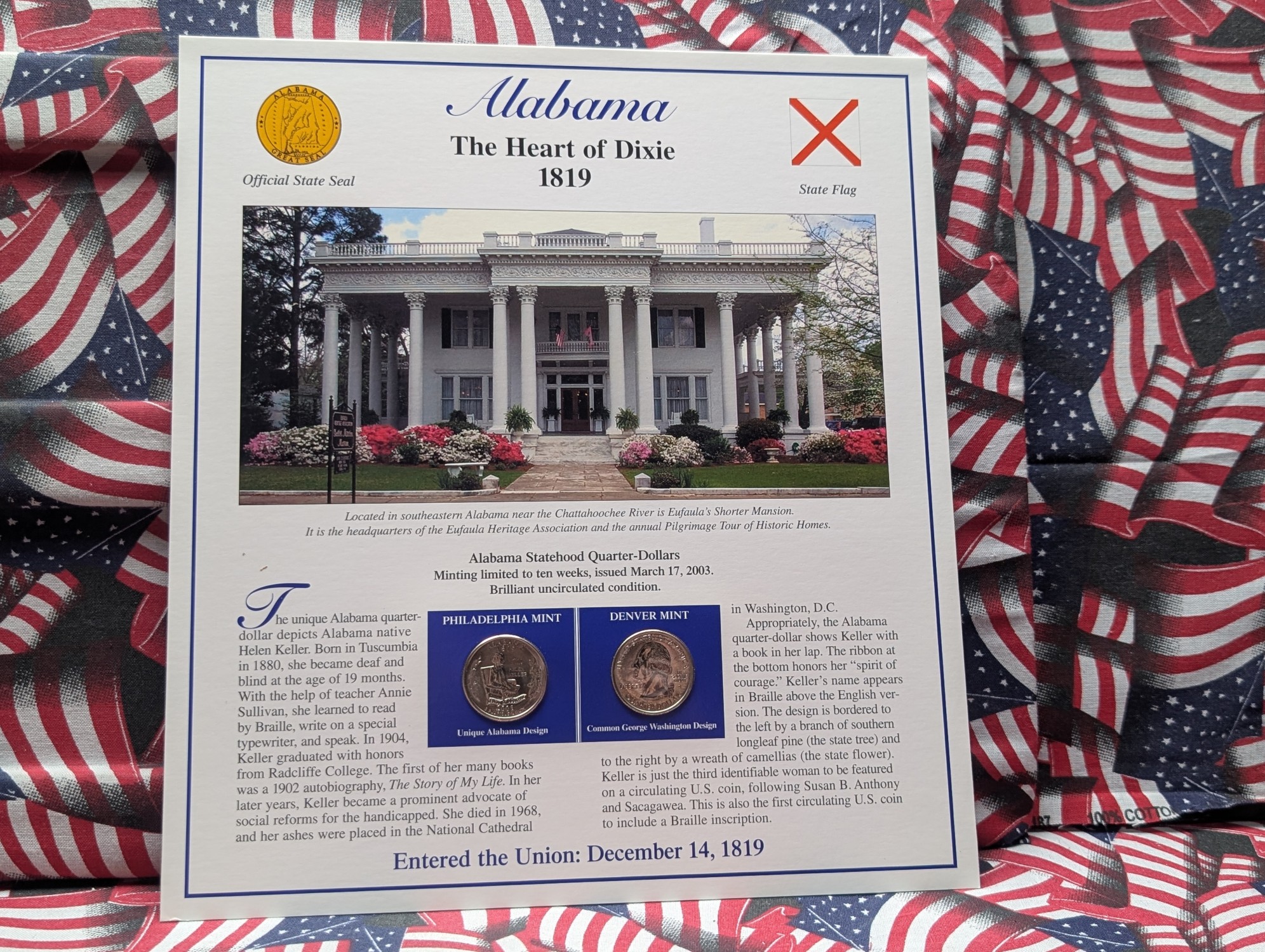 (5) 2003 P&D Uncirculated State Quarter Sets with Stamps in Binder Display Sheets