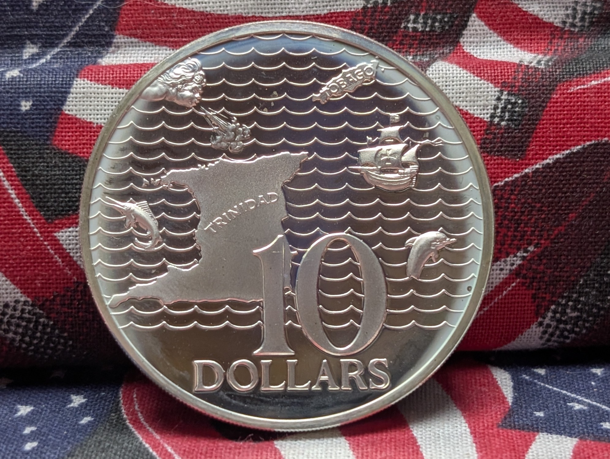 1973 Trinidad & Tobago .925 Silver Ten Dollars, 35 Grams
