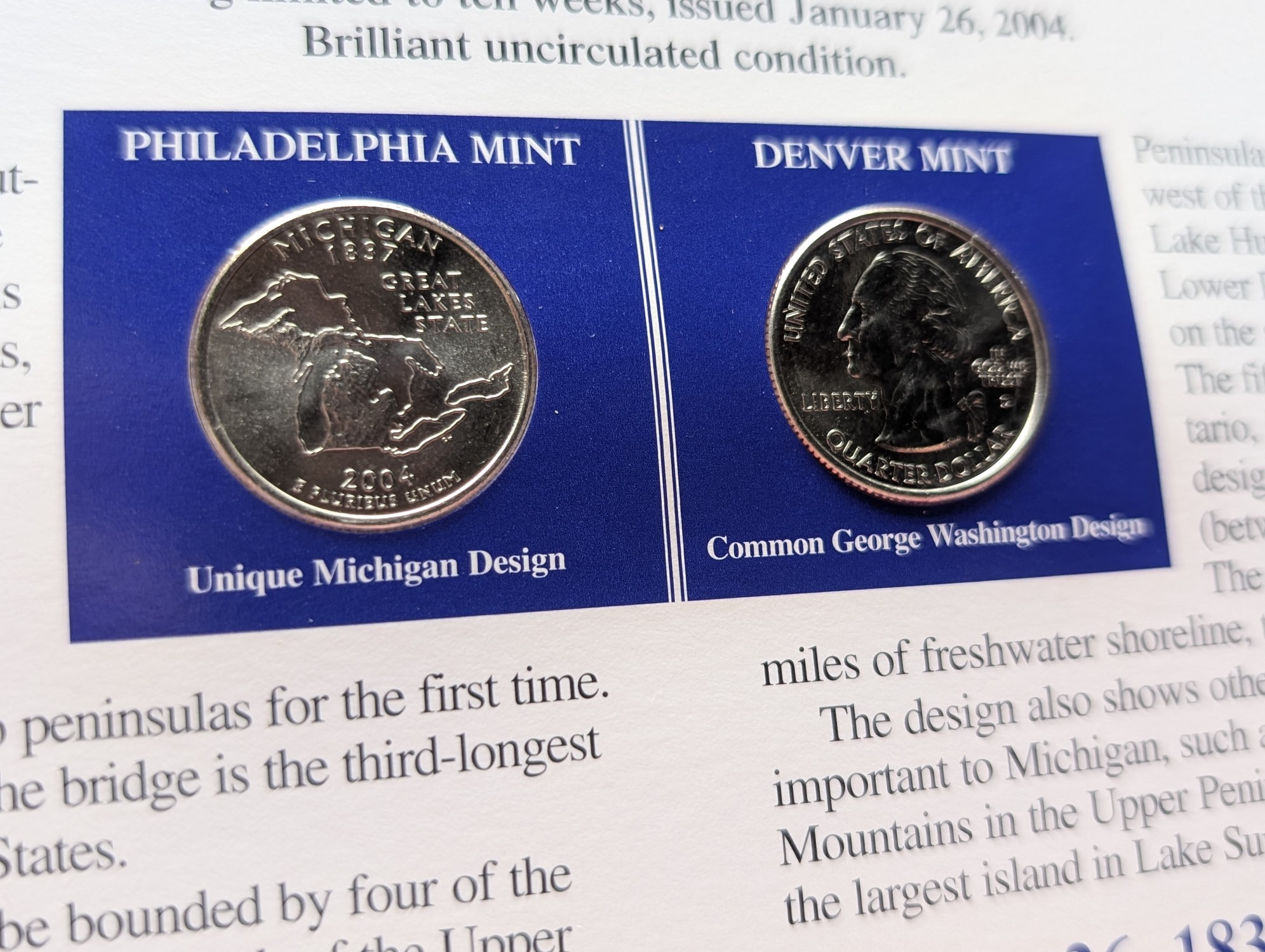 (5) 2004 P&D Uncirculated State Quarter Sets with Stamps in Binder Display Sheets