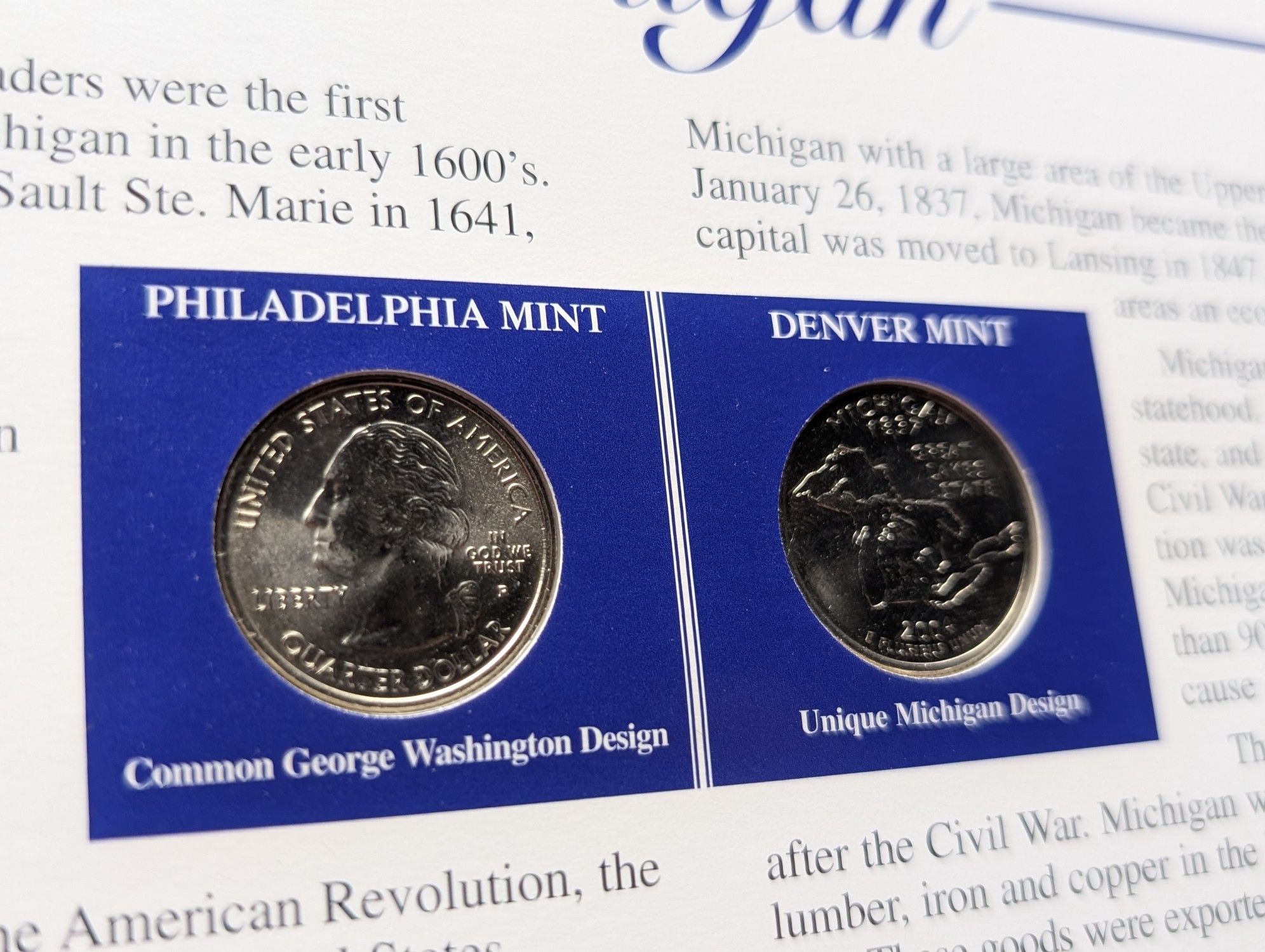 (5) 2004 P&D Uncirculated State Quarter Sets with Stamps in Binder Display Sheets