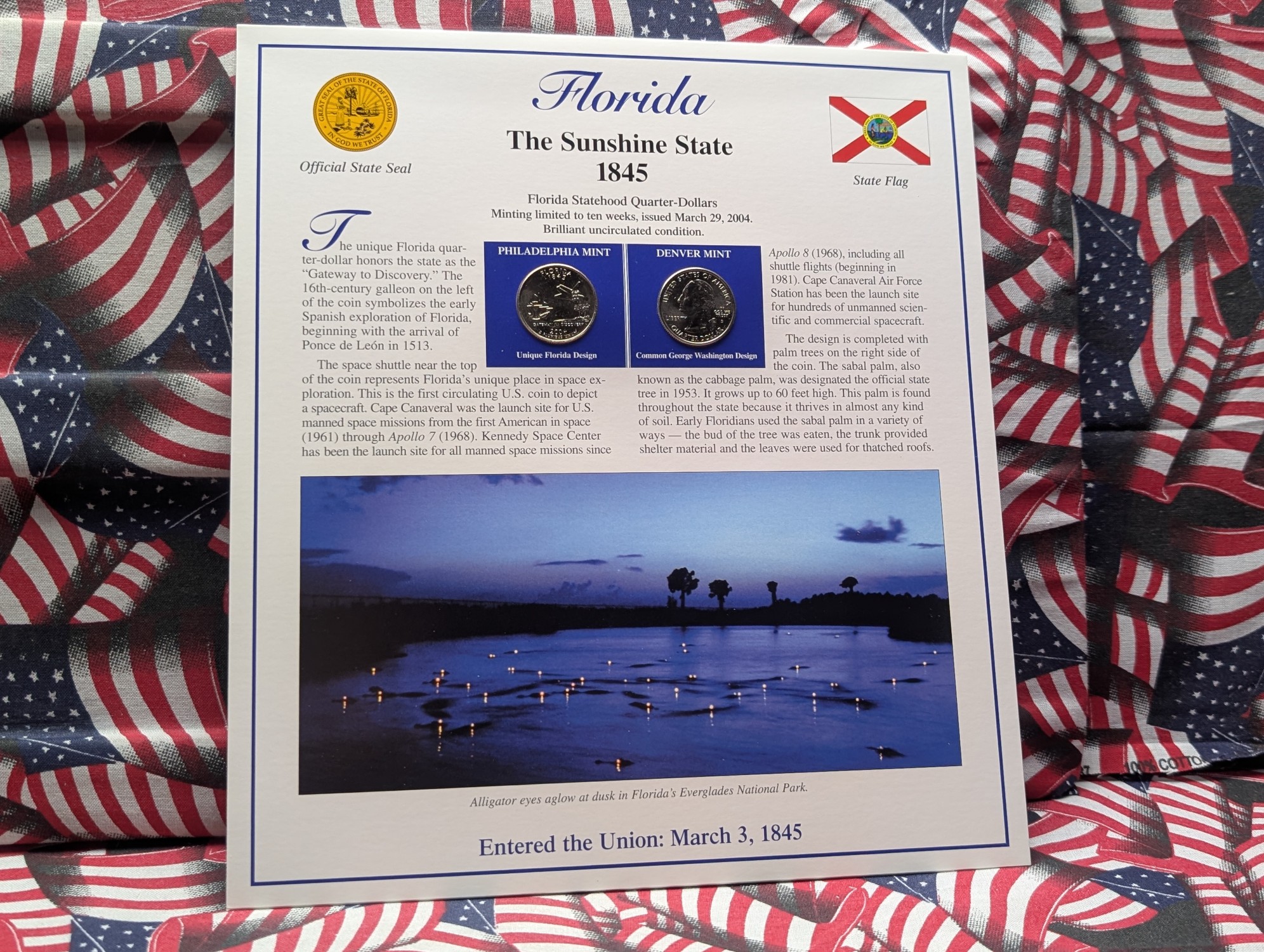(5) 2004 P&D Uncirculated State Quarter Sets with Stamps in Binder Display Sheets