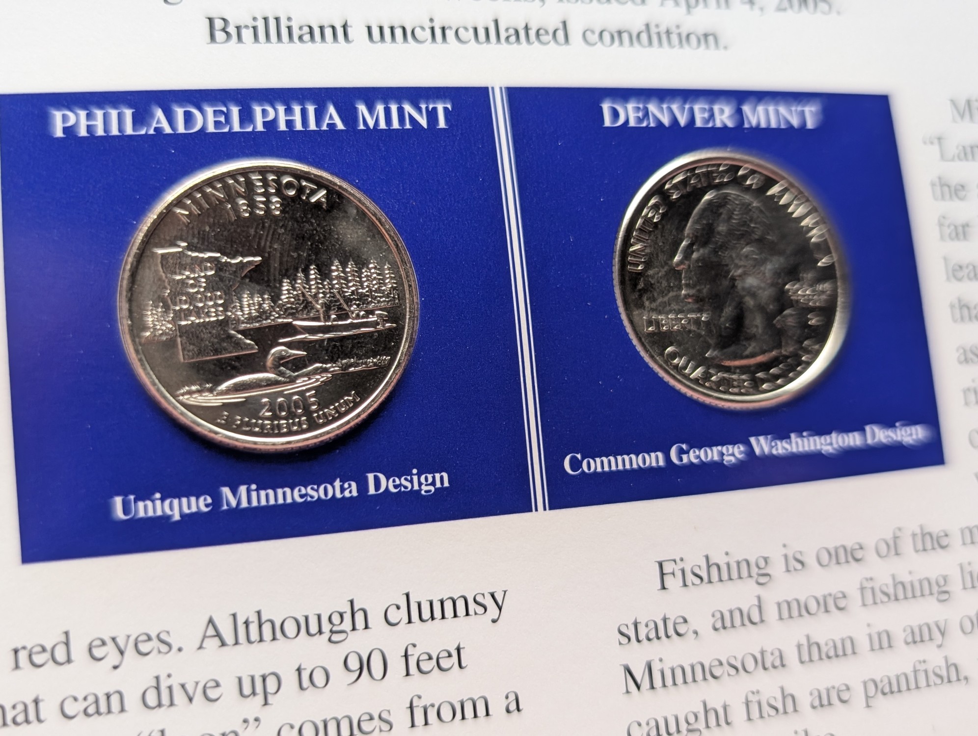 (5) 2005 P&D Uncirculated State Quarter Sets with Stamps in Binder Display Sheets