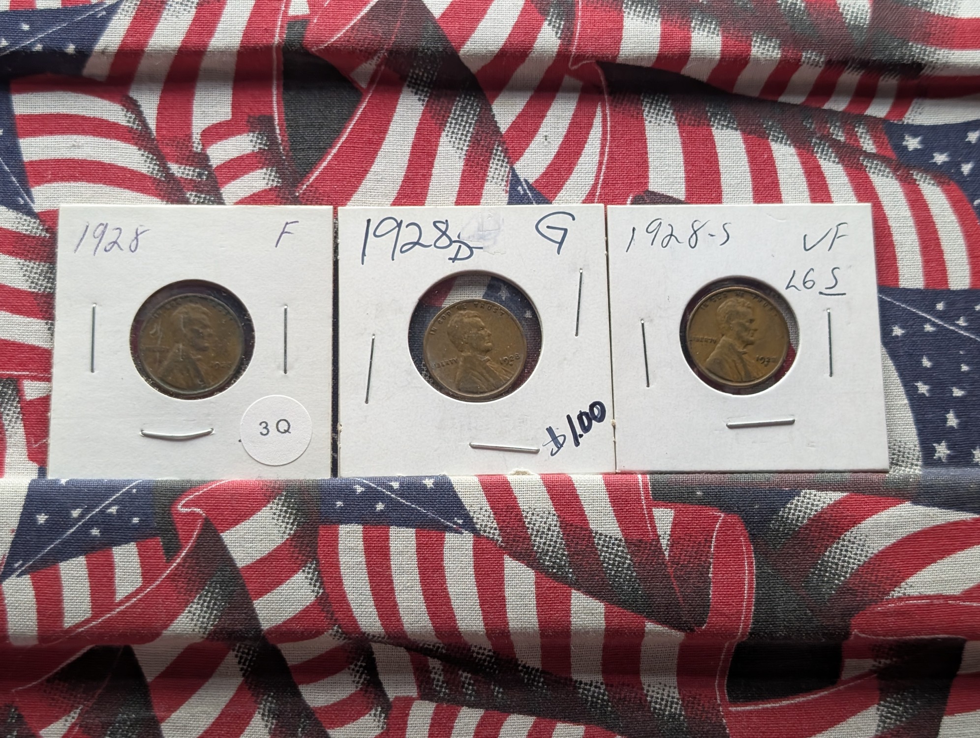 1928-P, D, & S Lincoln Wheat Cents