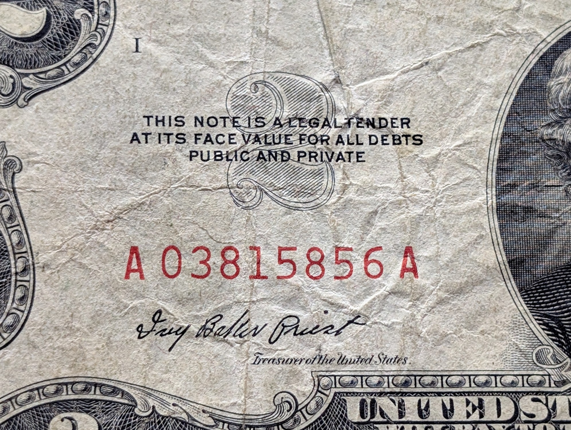 1953 Series $2 United States Red Seal Note