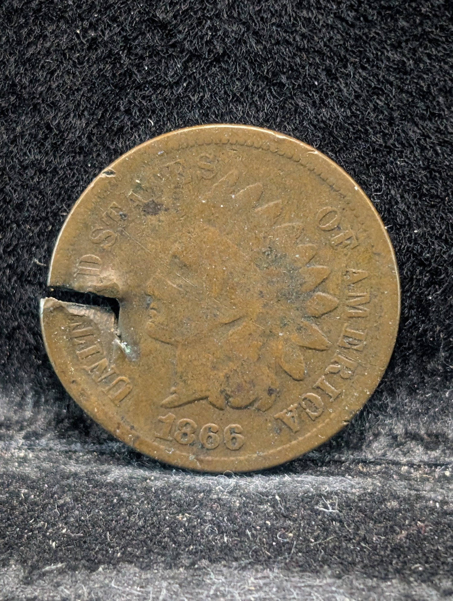 1866 Indian Head Cent (Damaged)