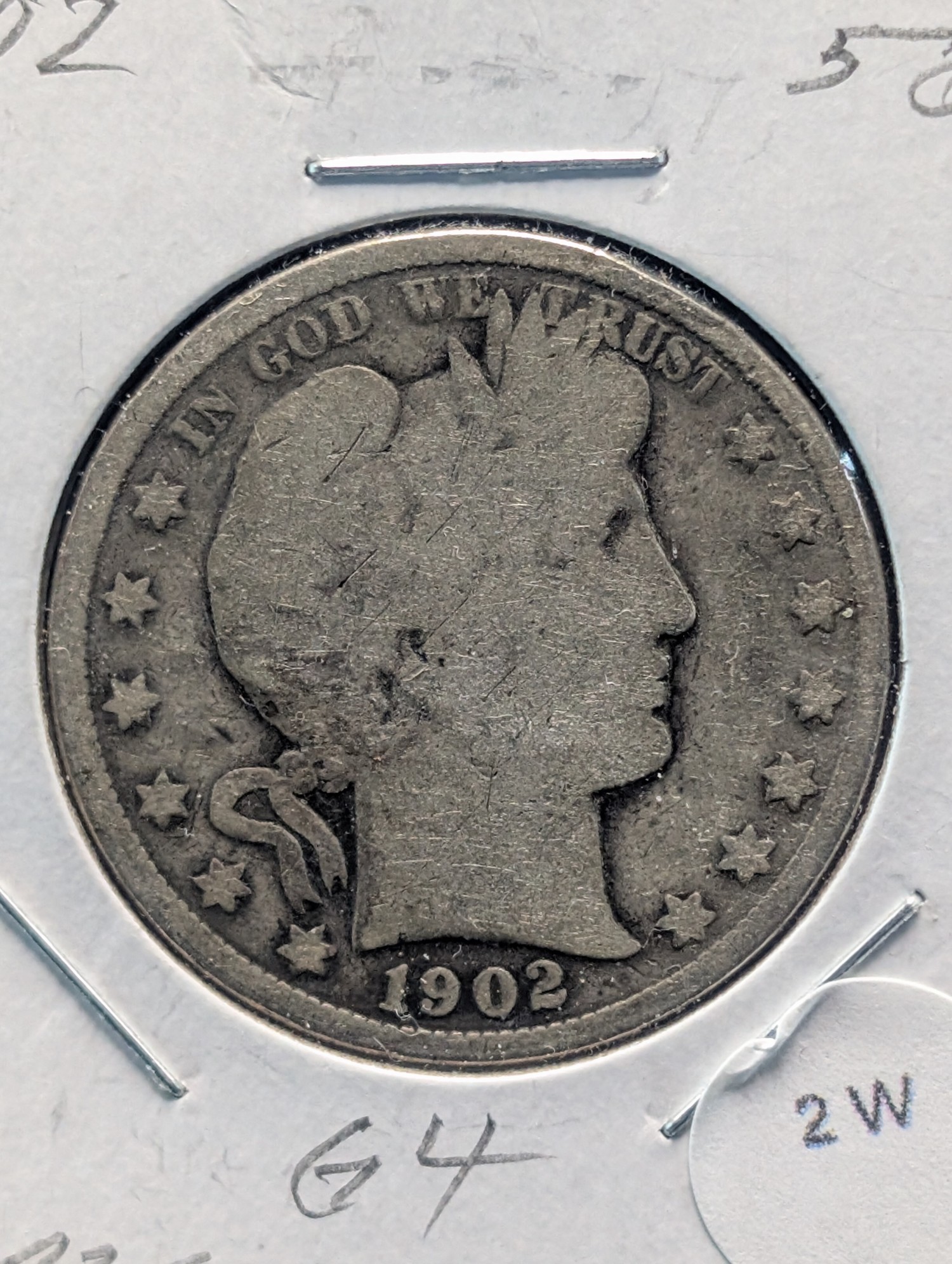 1902 Barber 90% Silver Half Dollar.