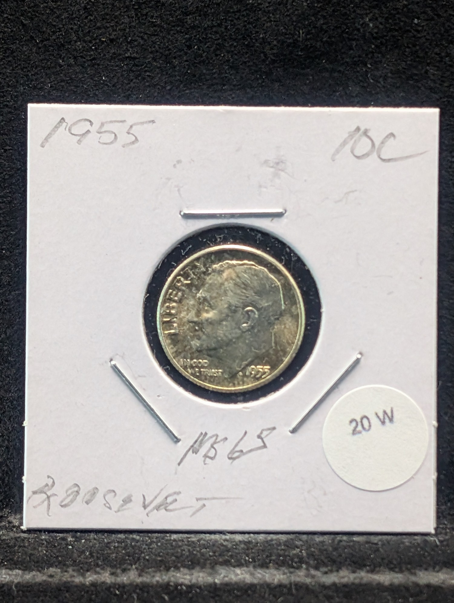 1955 Roosevelt 90% Silver Dime.