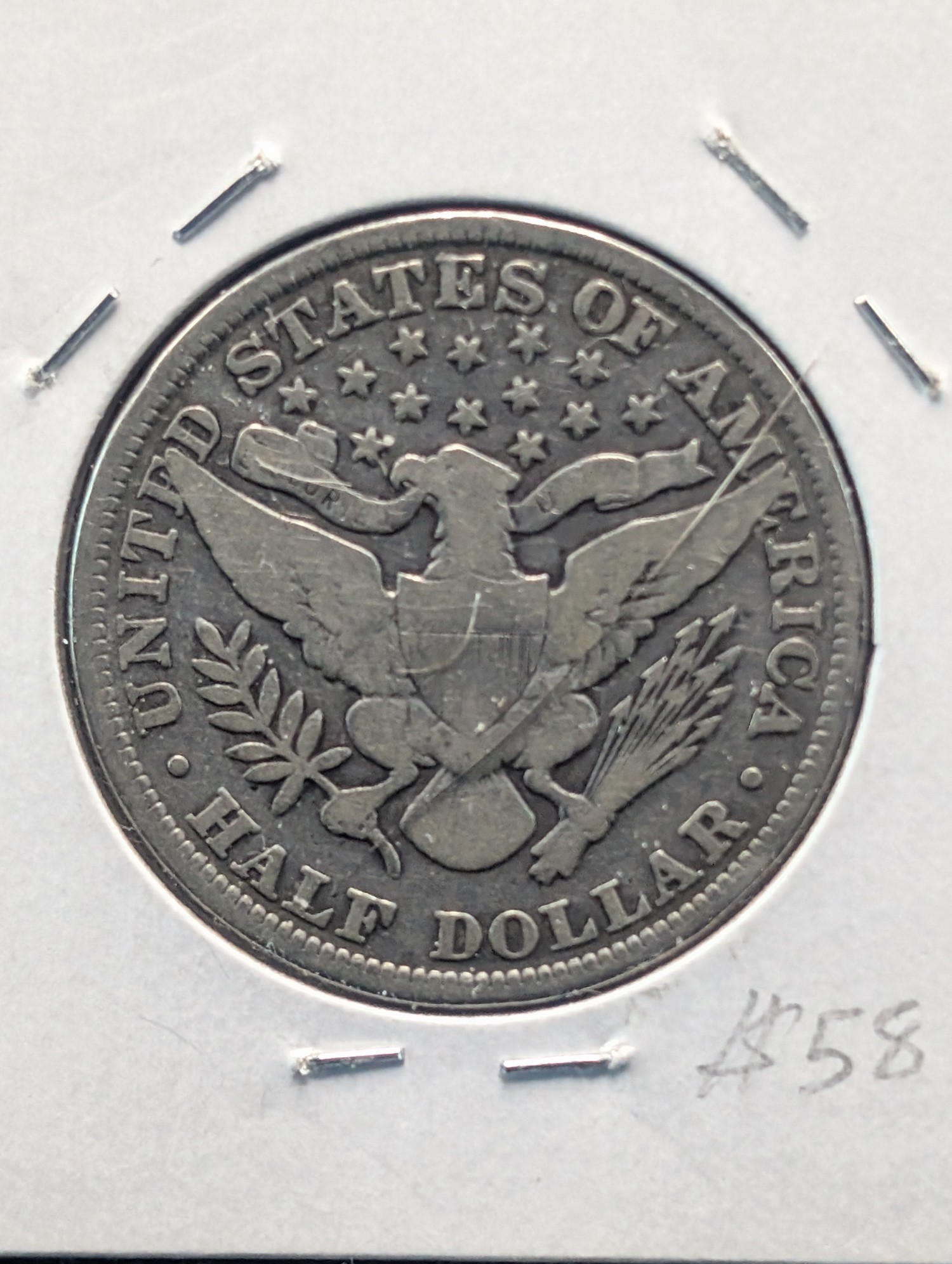 1898 Barber 90% Silver Half Dollar