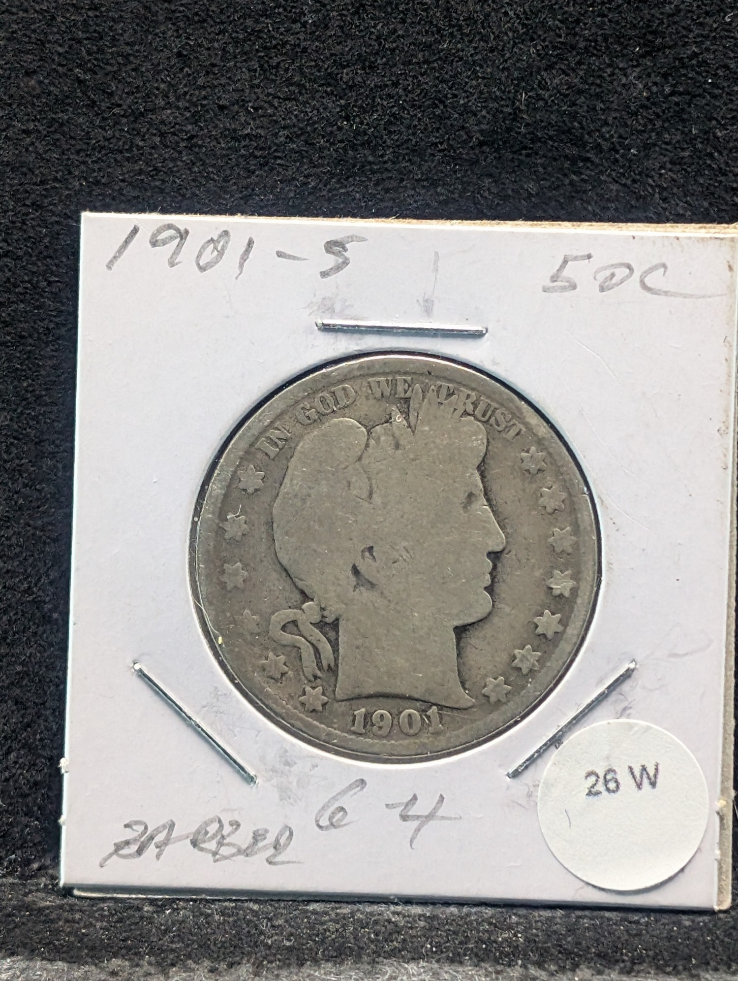 1901-S Barber 90% Silver Half Dollar