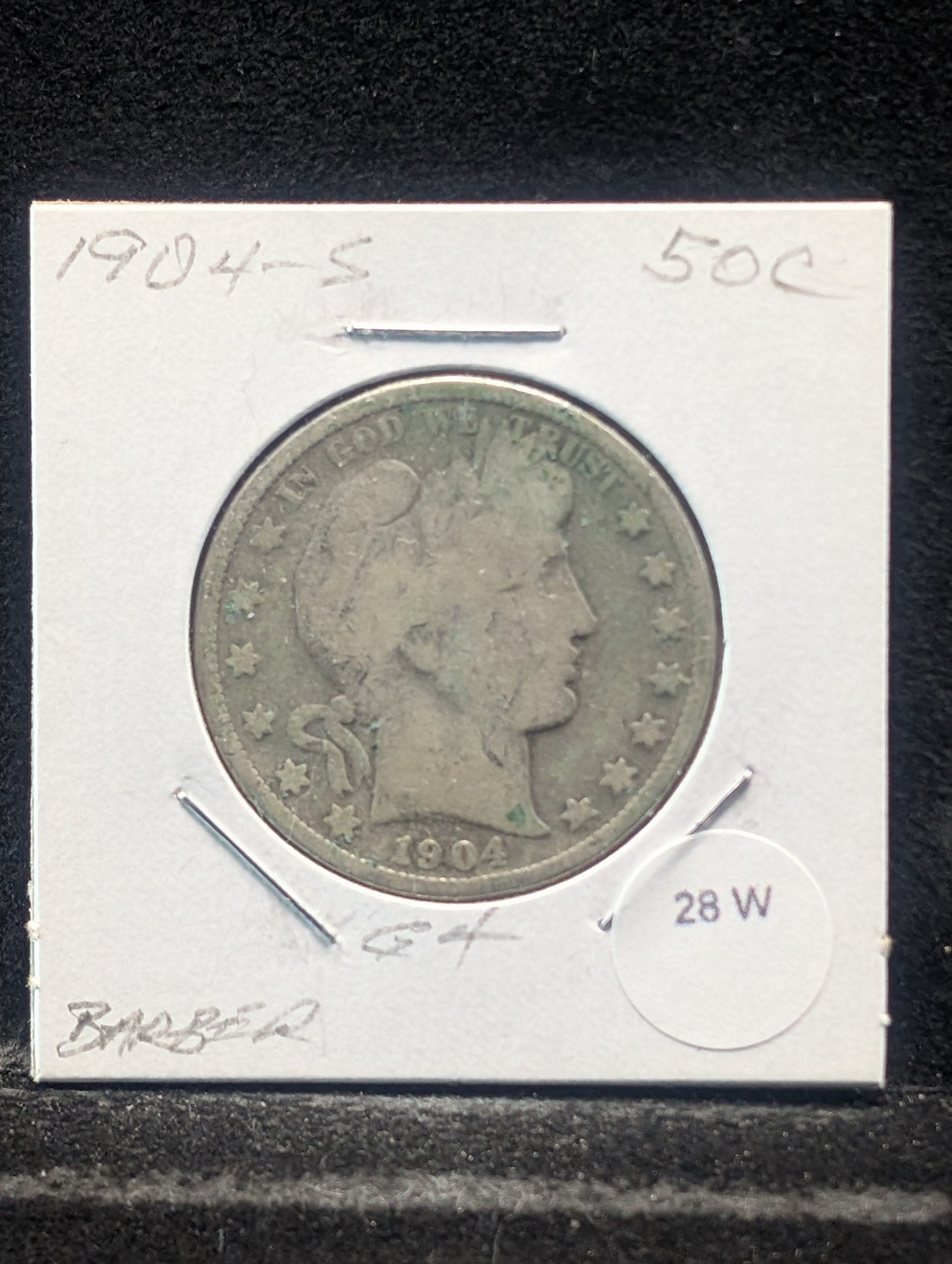 1904-S Barber 90% Silver Half Dollar