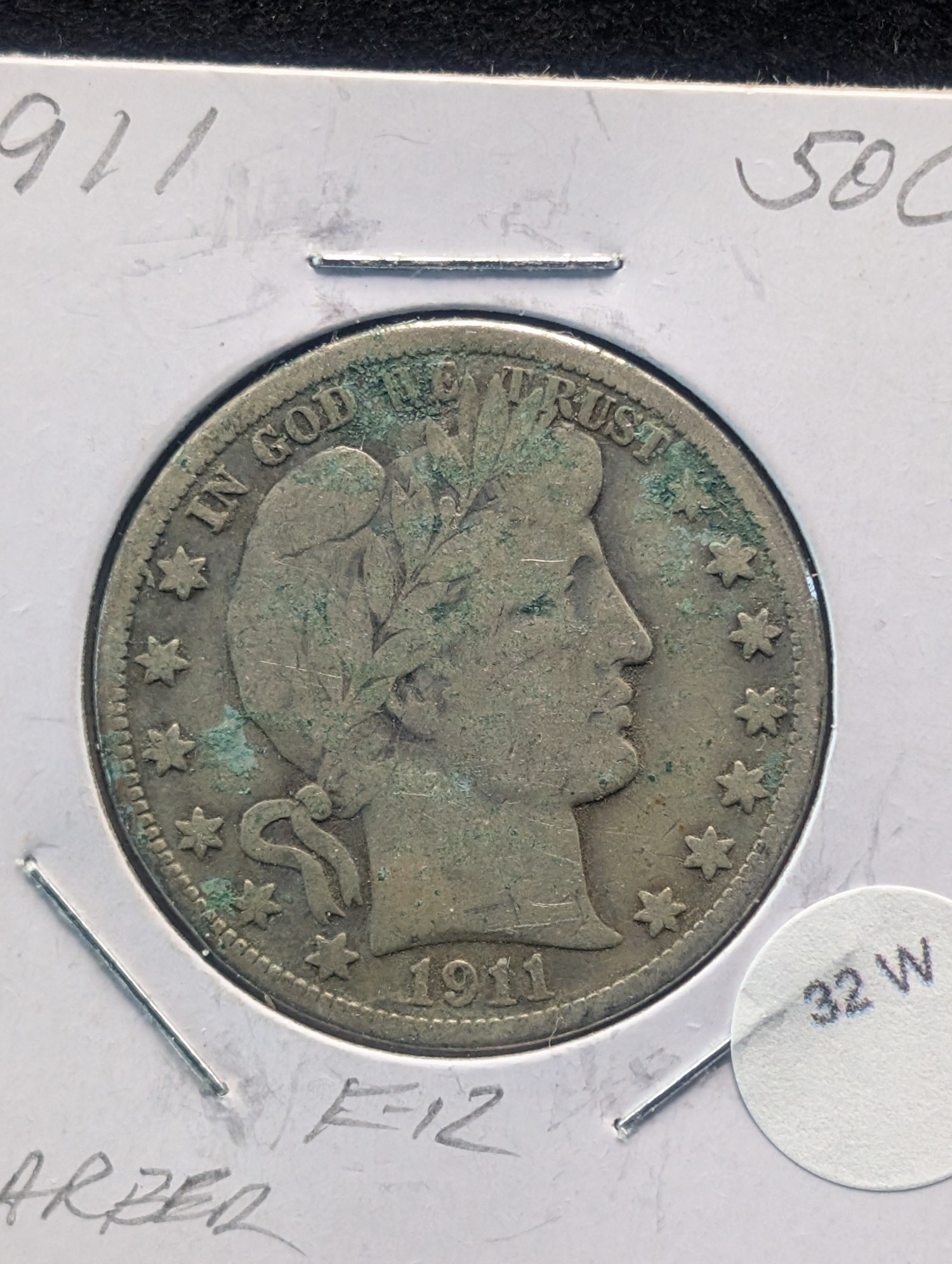 1911 Barber 90% Silver Half Dollar