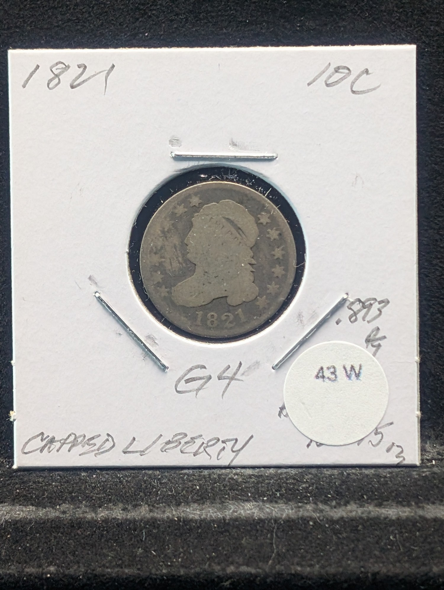 1821 Capped Bust Silver Dime