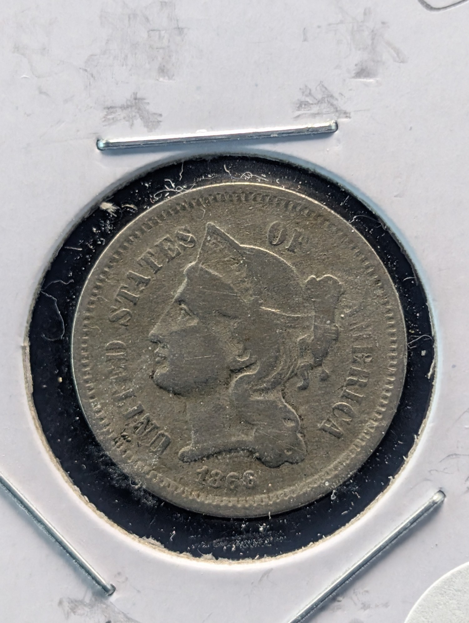1866 Three Cent Nickel - VG
