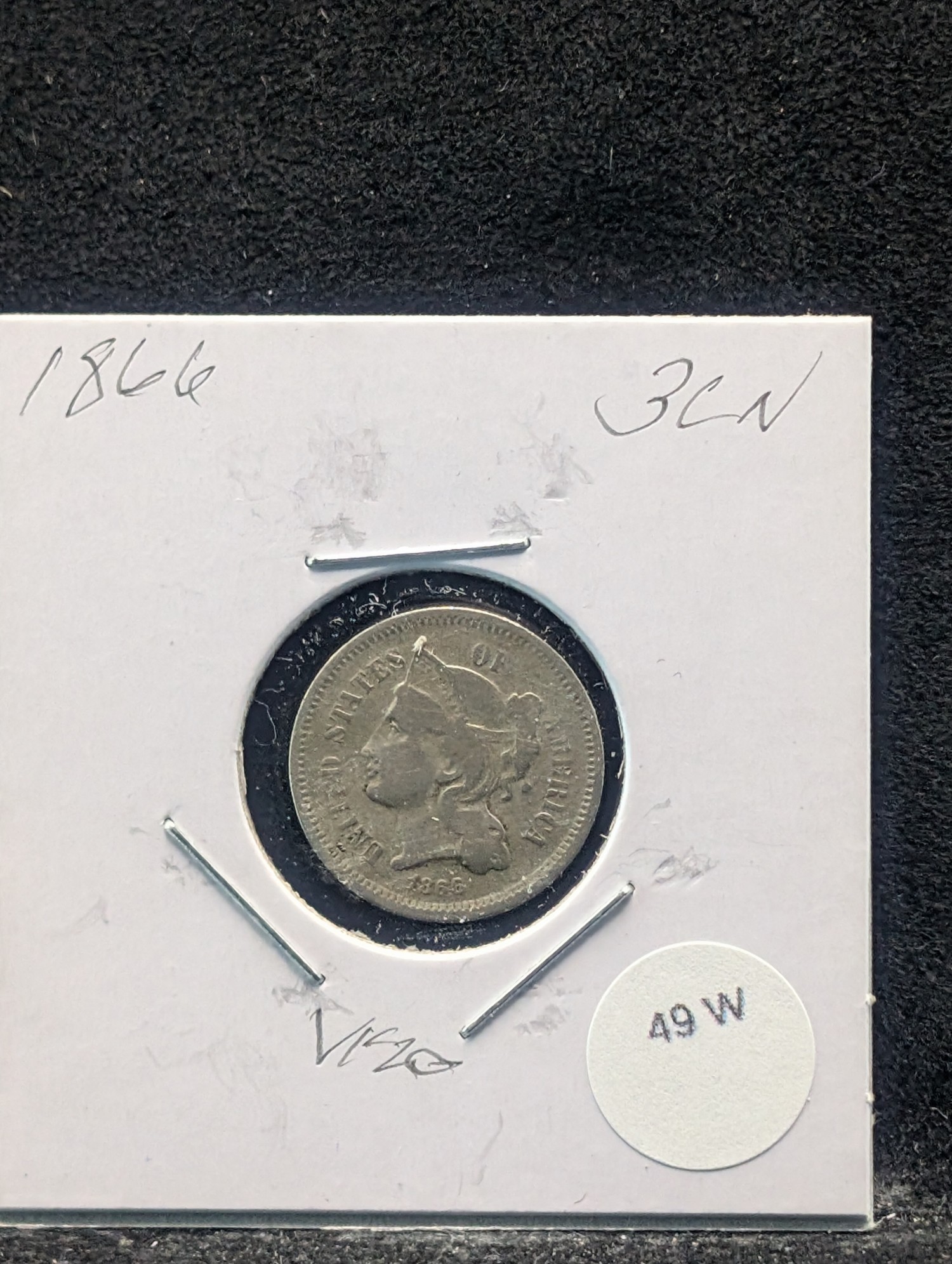 1866 Three Cent Nickel - VG