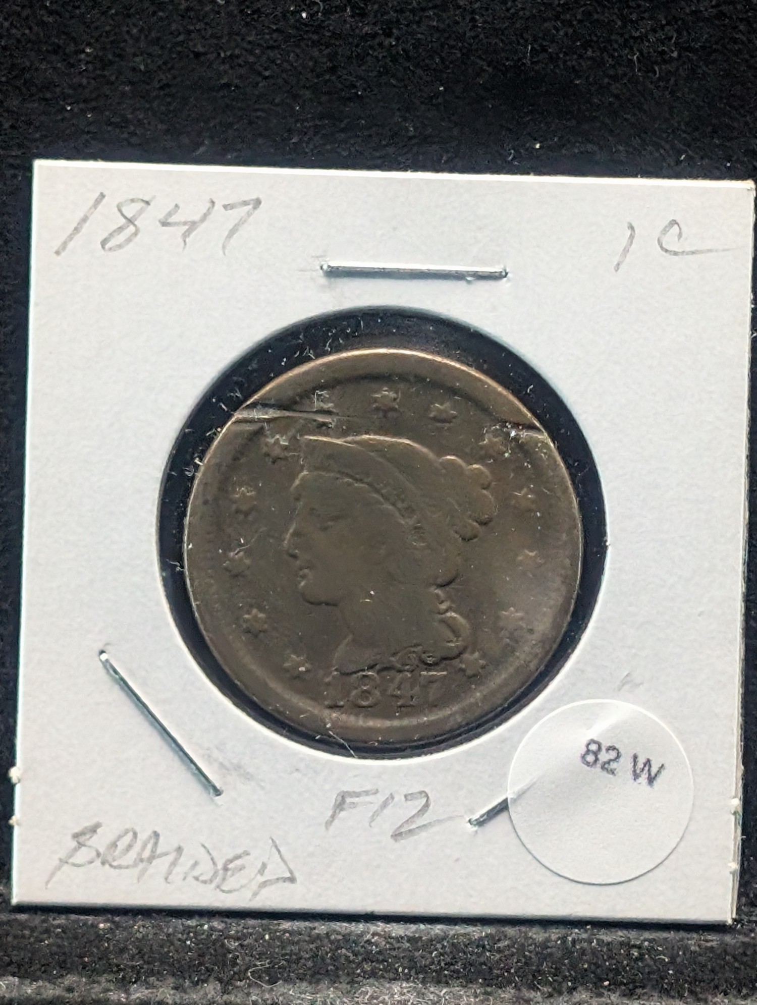 1847 Braided Hair Large Cent