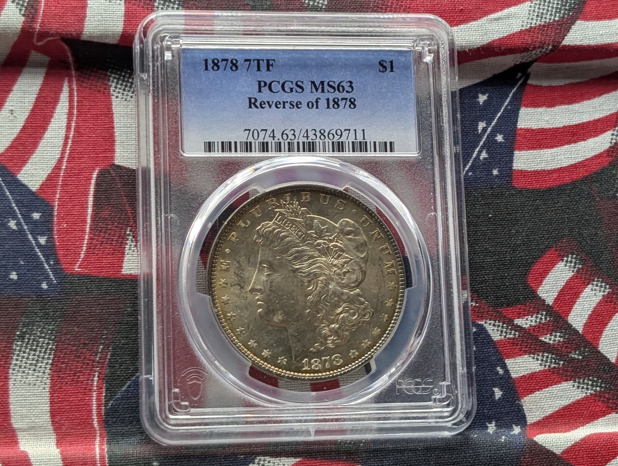 1878 7TF Morgan 90% Silver Dollar W/ Reverse of 1878 PCGS MS63