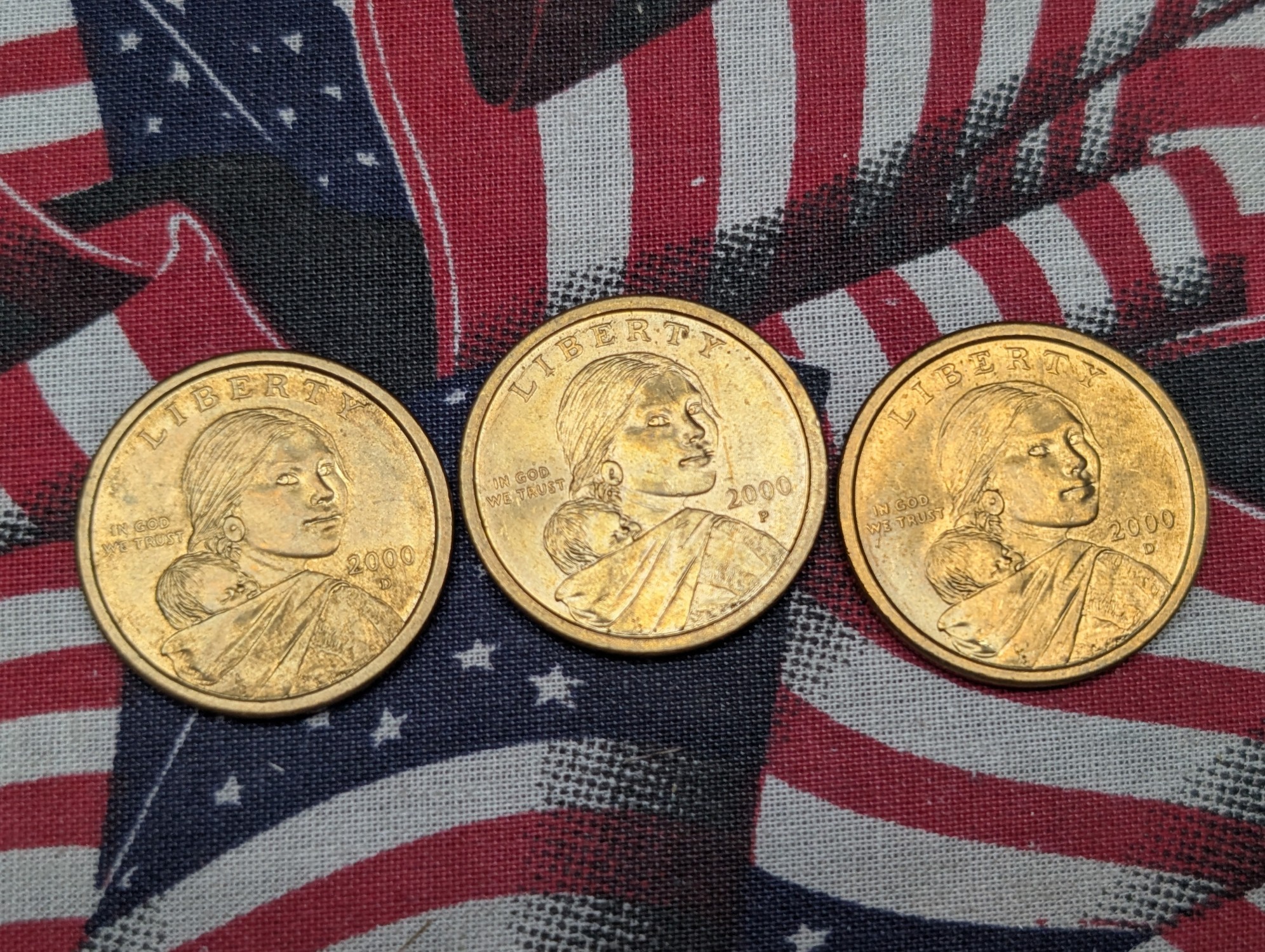 (5) 2000-D & (5) 2000-P Sacagawea Dollars