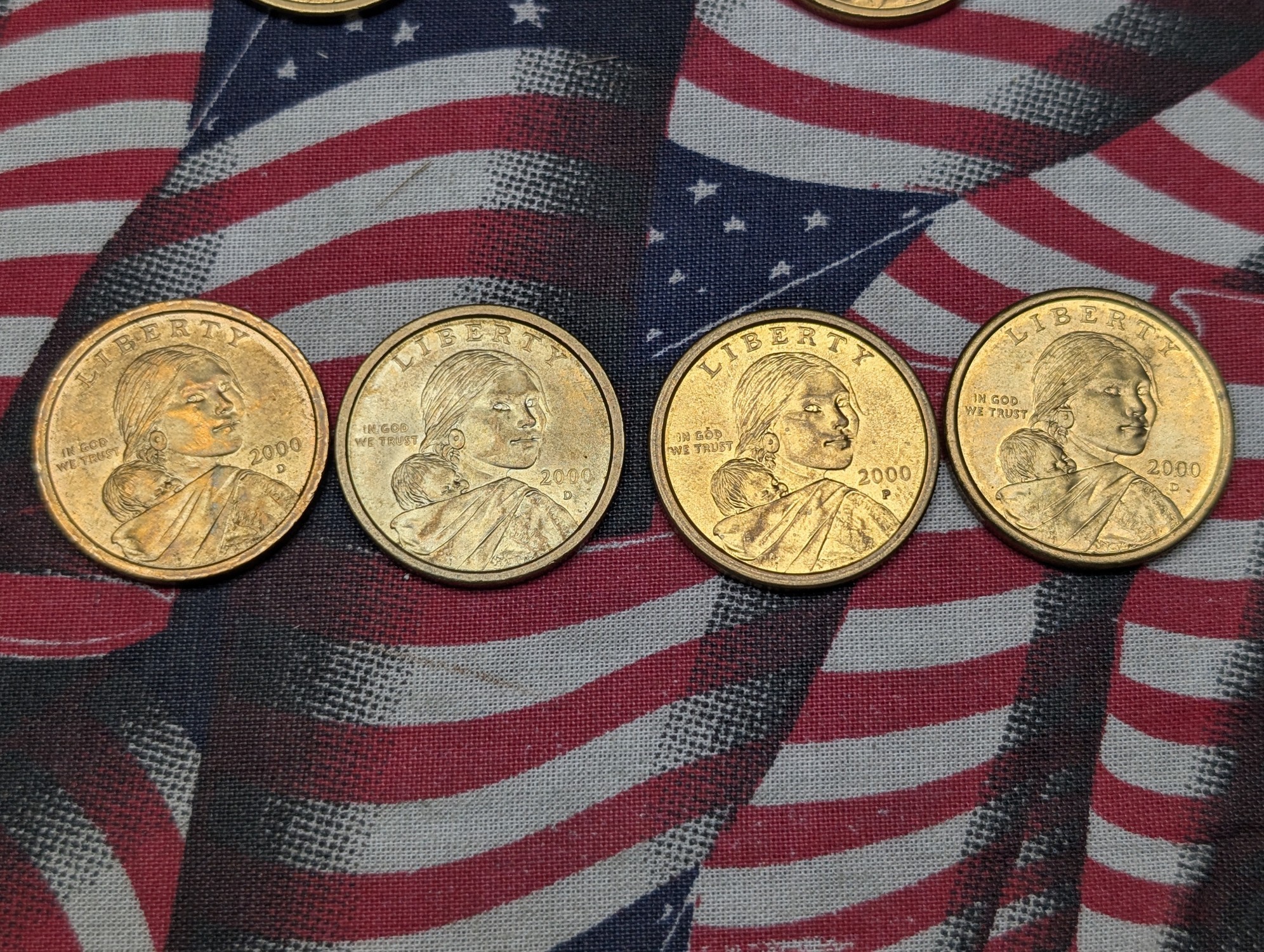 (5) 2000-D & (5) 2000-P Sacagawea Dollars