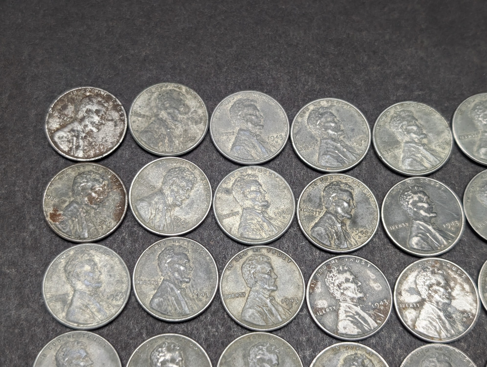 (50) 1943 Lincoln Steel Wartime Wheat Cents