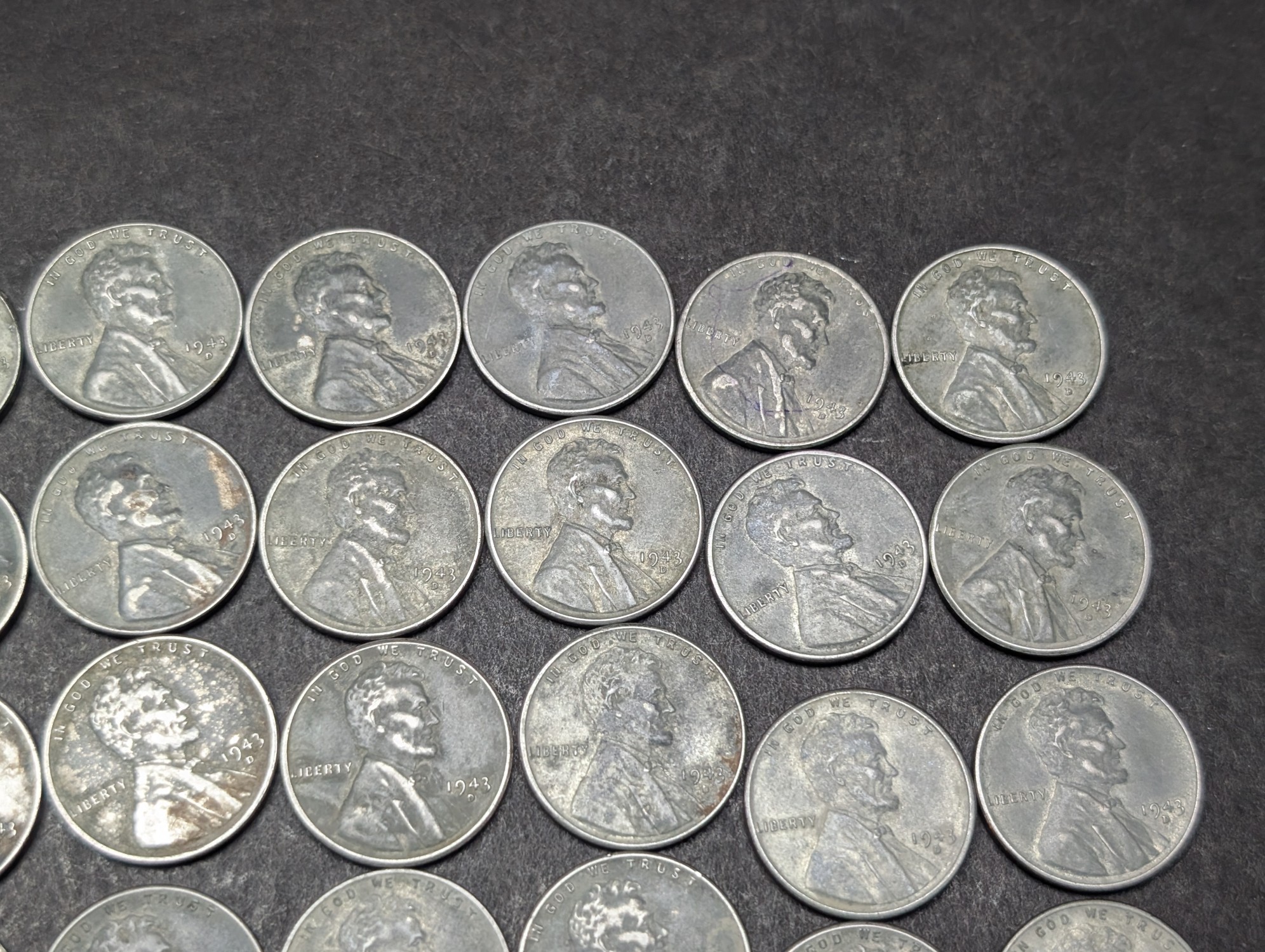 (50) 1943 Lincoln Steel Wartime Wheat Cents