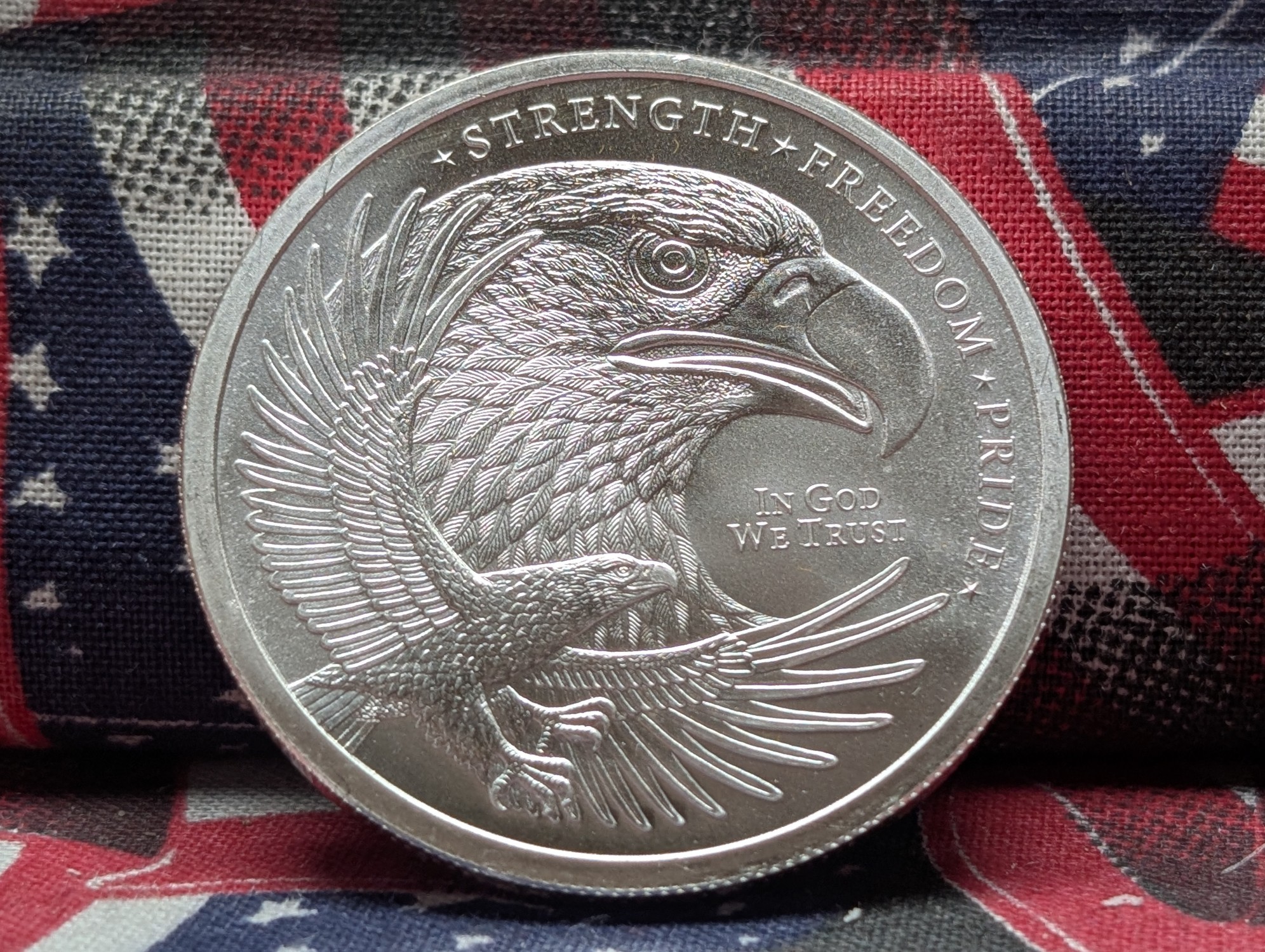 Golden State Mint One Troy Ounce .999 Silver, American Flag & Eagle, BU