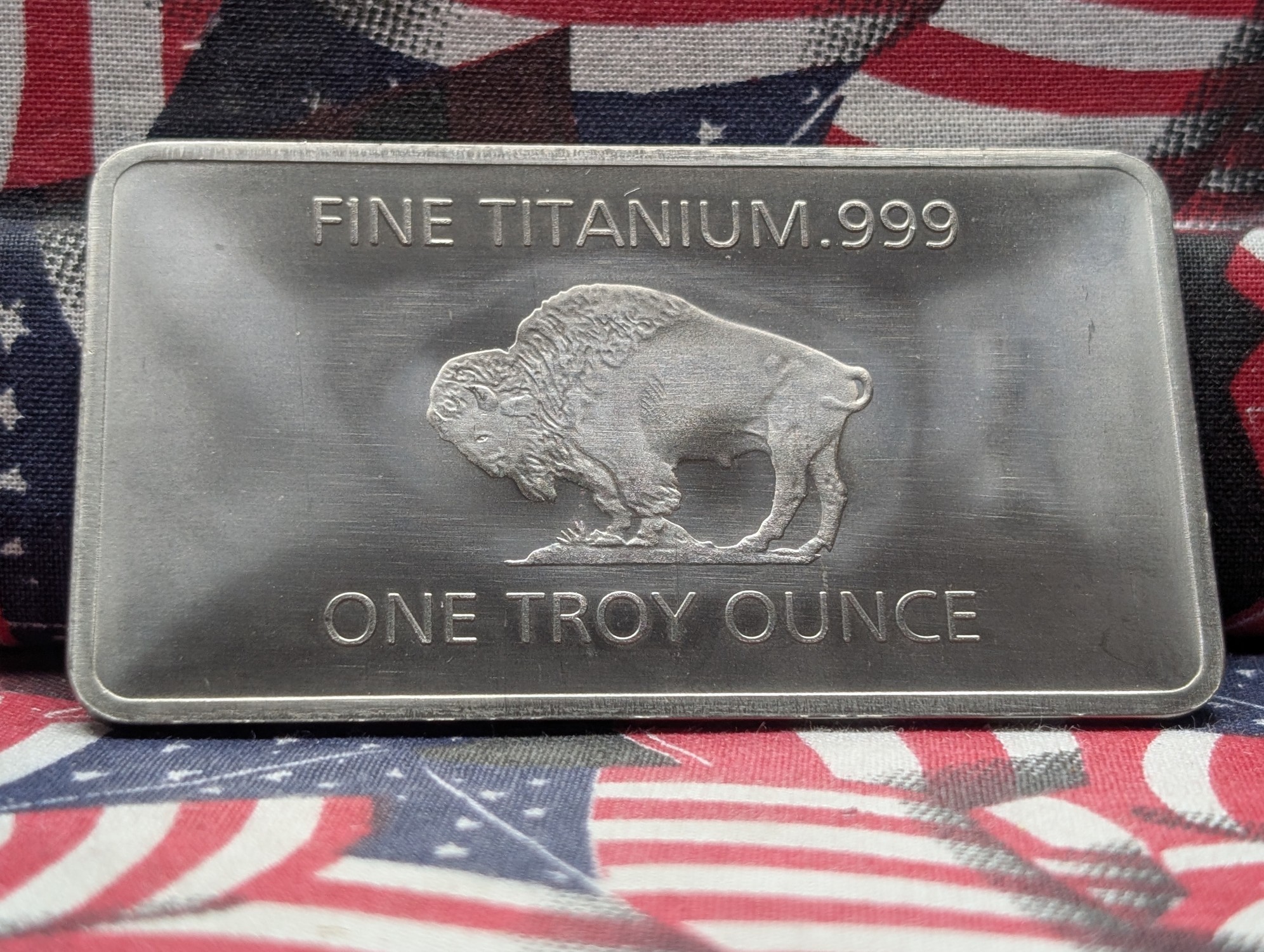One Troy Ounce .999 Pure Titanium, Buffalo Bar-BU, New